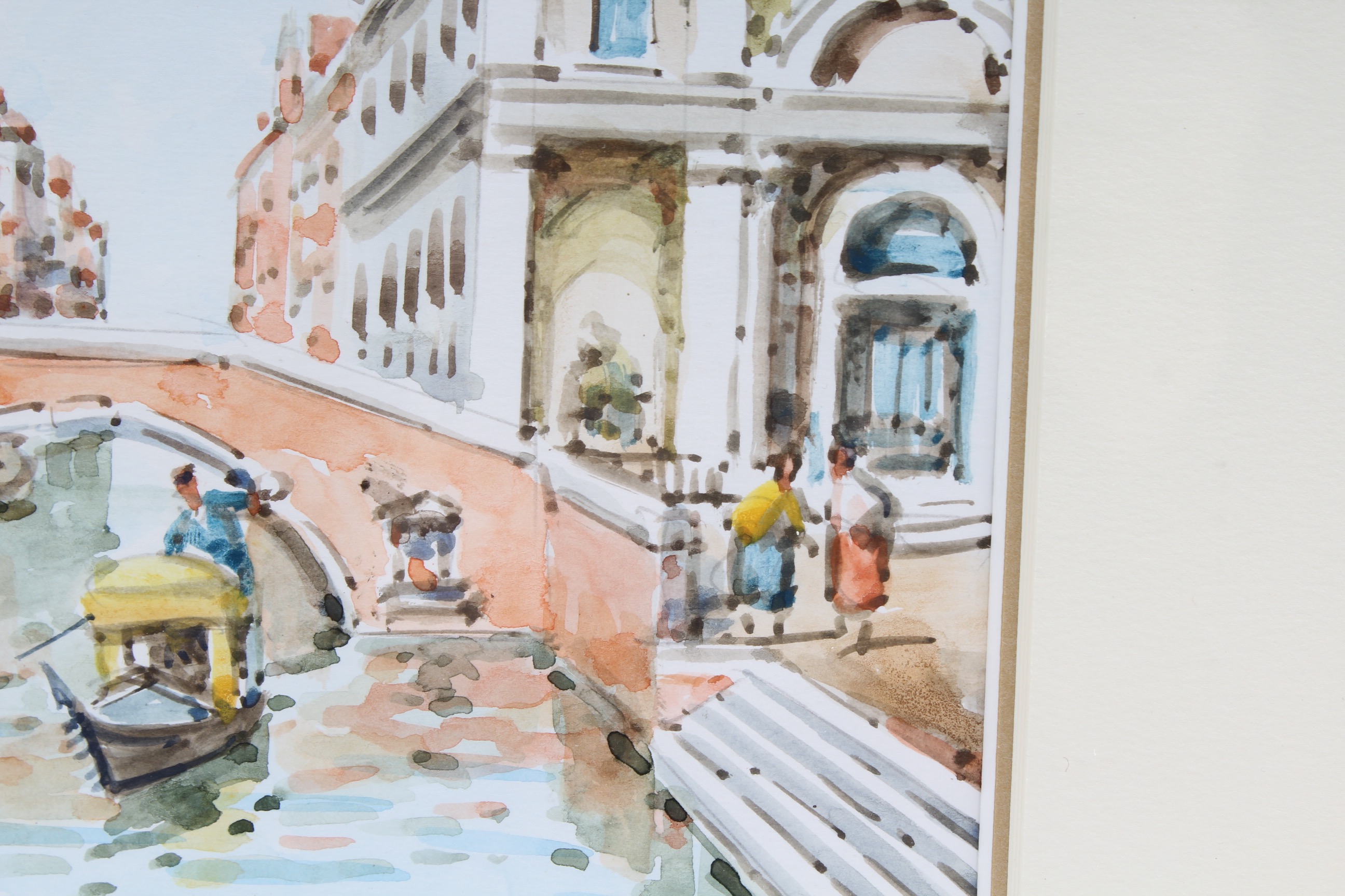 T. Orsini Venetian Canal Scene Watercolor Painting