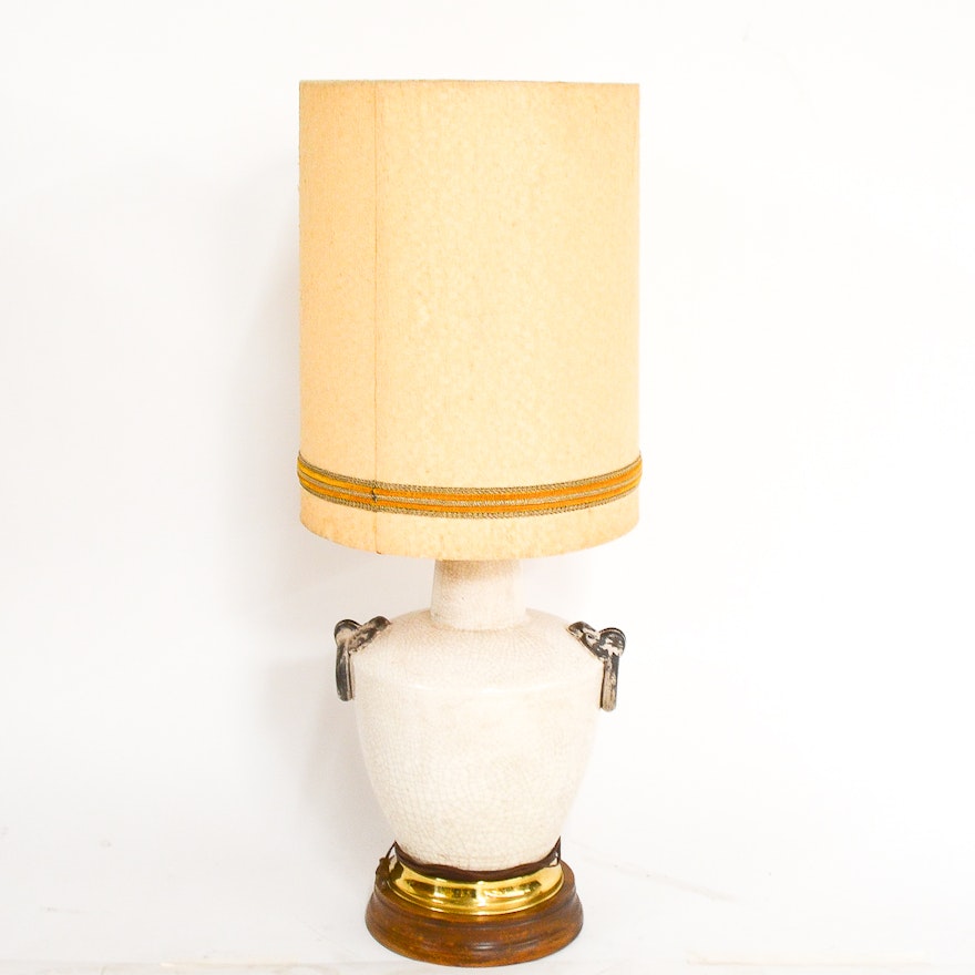 Vintage White Ceramic Table Lamp with Shade