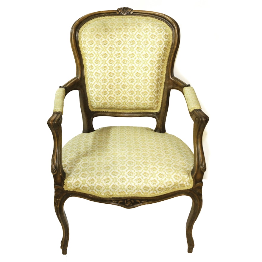 Vintage Louis XV Style Beech Armchair