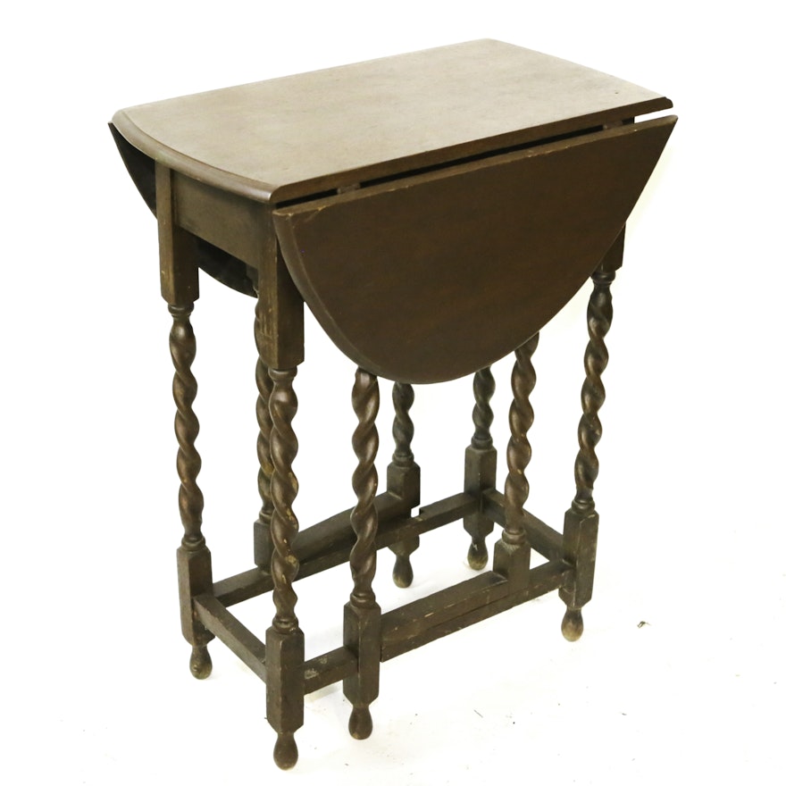 Vintage Oak Drop-Leaf Side Table
