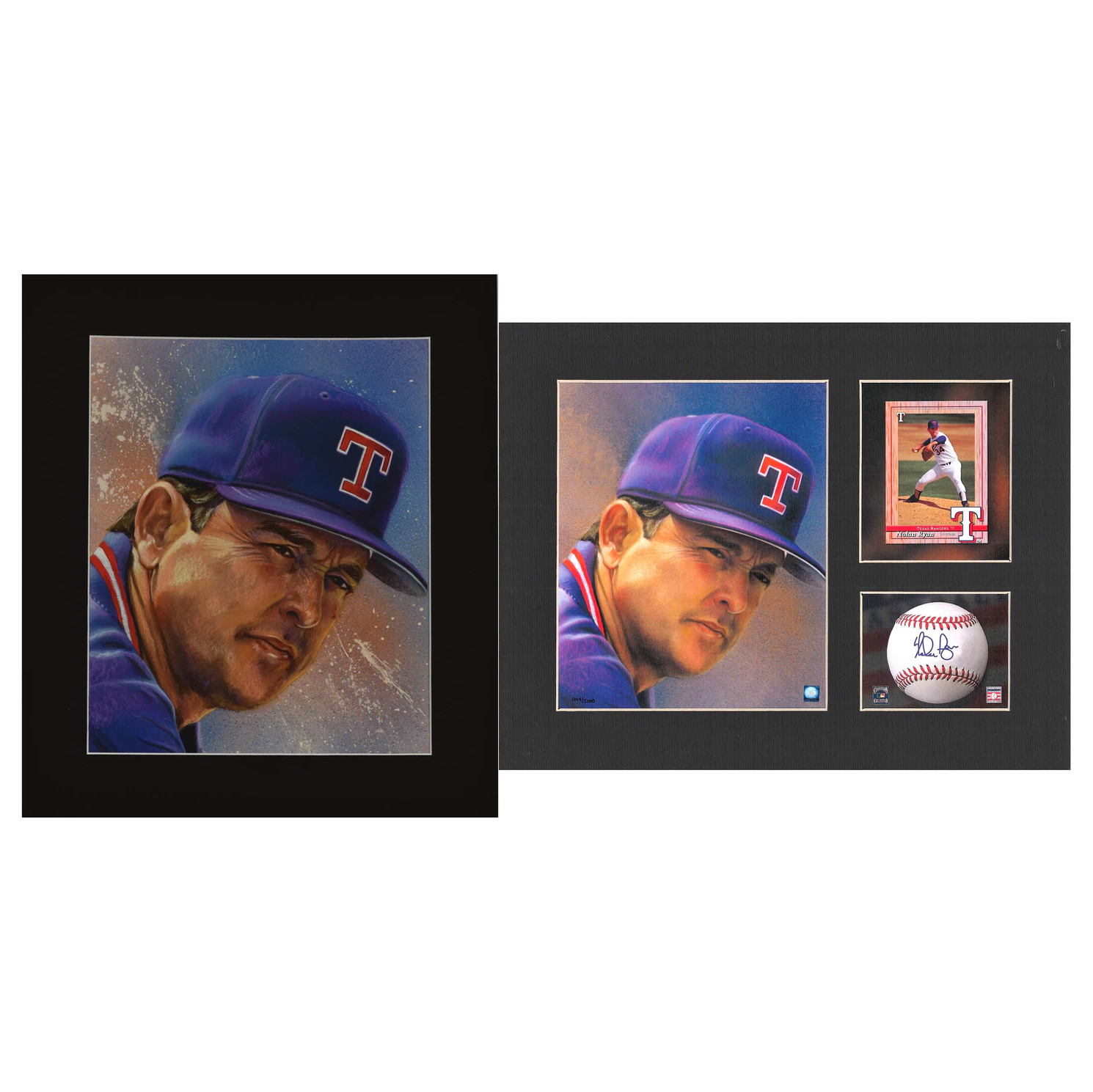 Nolan Ryan - Rangers - Original Hand-Painted Portrait and Framed LE Lithograph