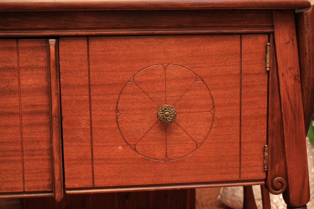 Vintage Colonial Style Walnut Drop-Leaf Buffet