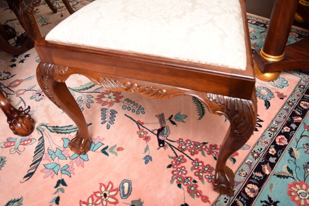 Vintage Chippendale Style Dining Table with Eight Side Chairs