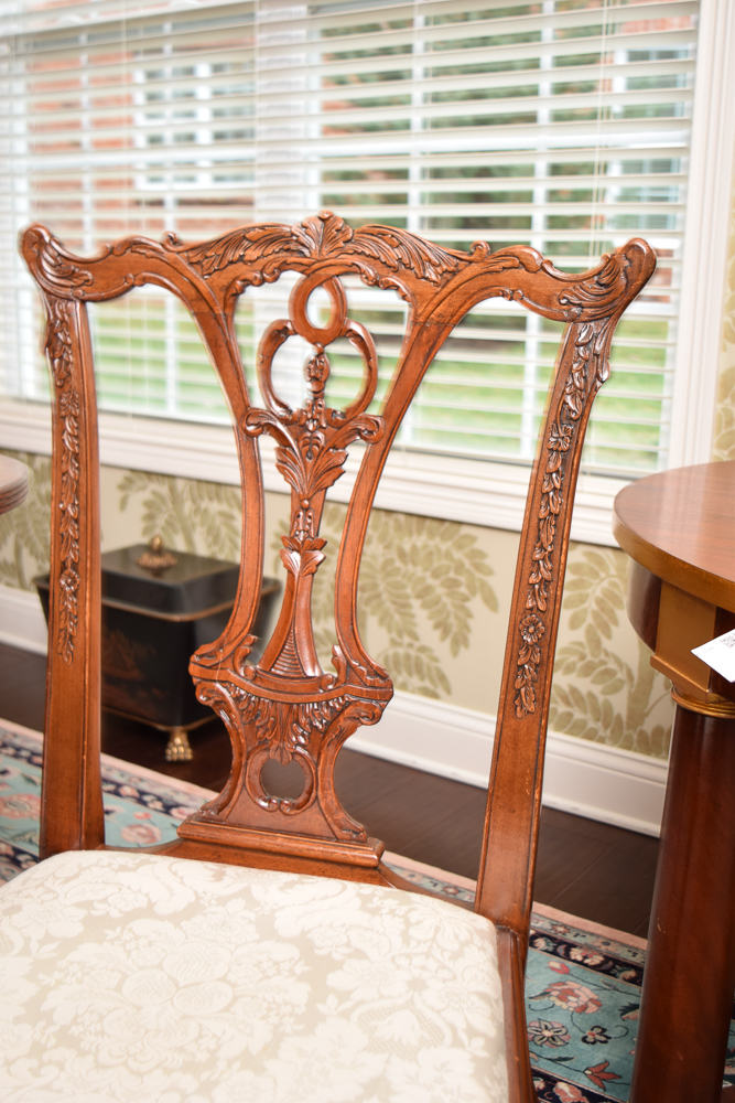 Vintage Chippendale Style Dining Table with Eight Side Chairs