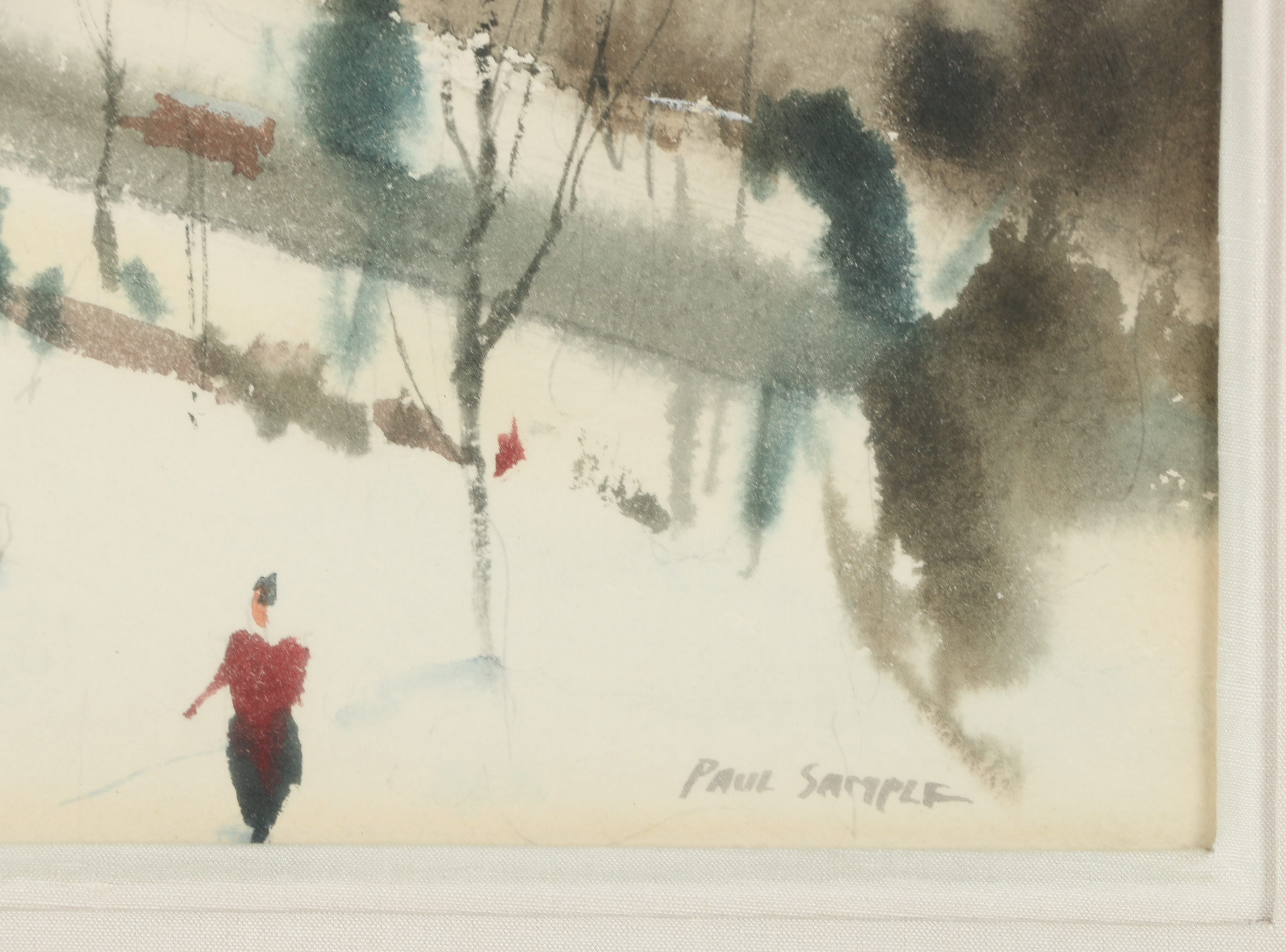 Paul Sample Watercolor Painting "The Upper Hudson - Walking on a Sunday"