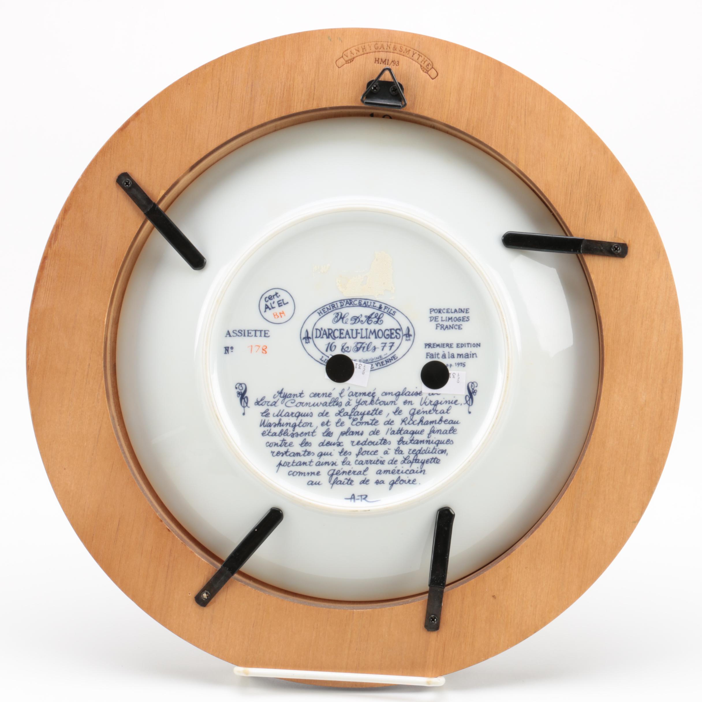 D'Arceau Limoges "Lafayette Legacy" Porcelain Plates in Vanhygan & Smythe Frames