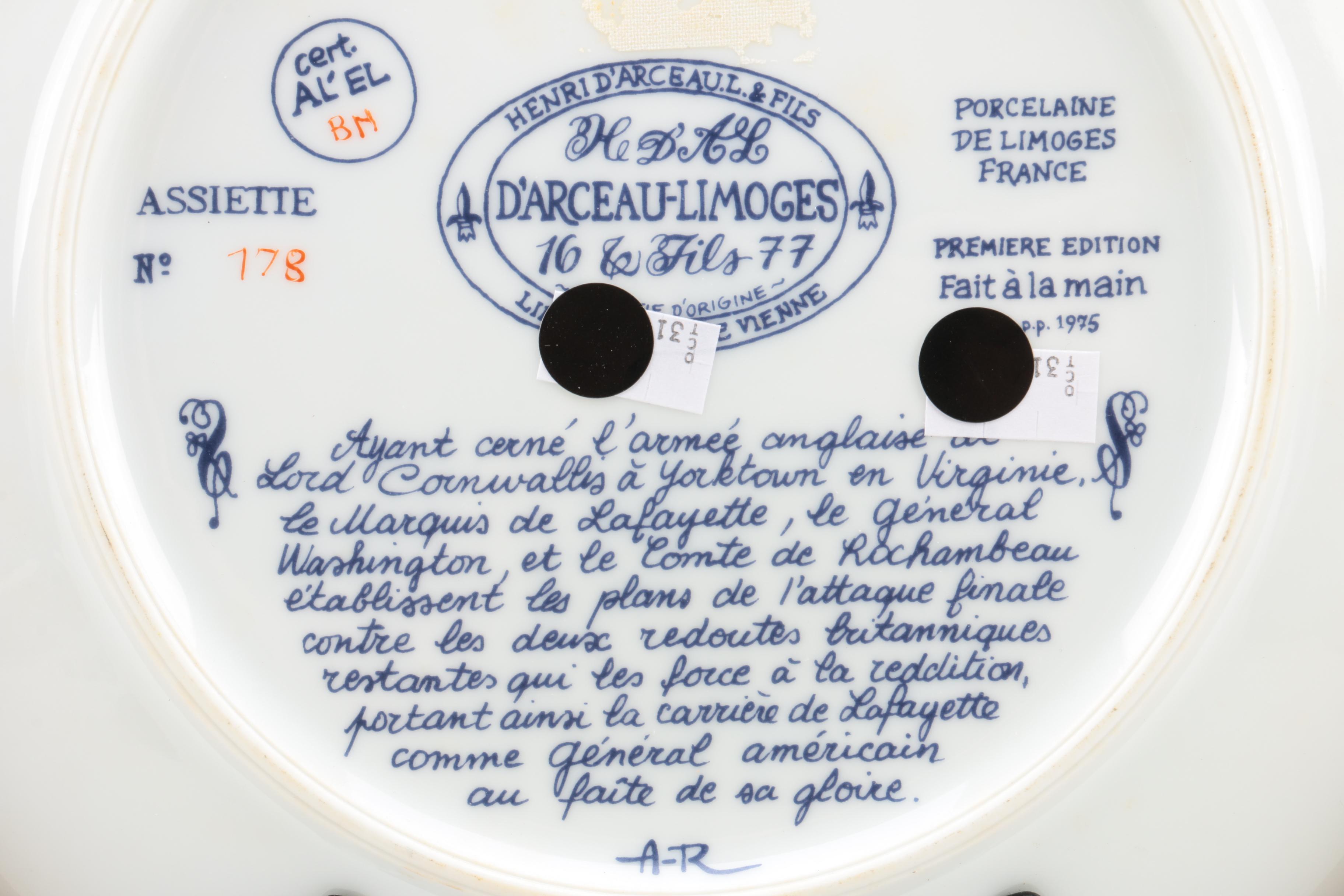 D'Arceau Limoges "Lafayette Legacy" Porcelain Plates in Vanhygan & Smythe Frames