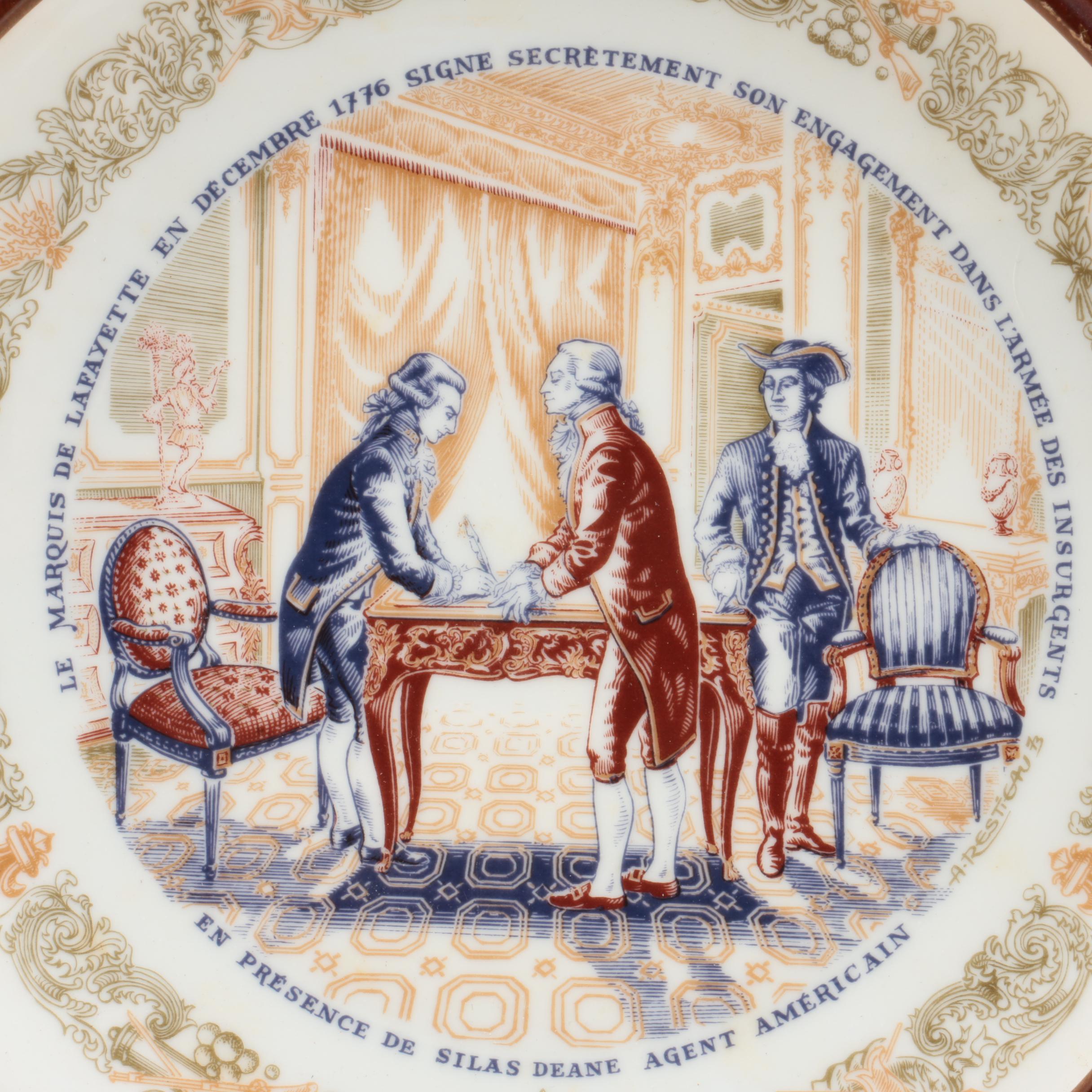 D'Arceau Limoges "Lafayette Legacy" Porcelain Plates in Vanhygan & Smythe Frames
