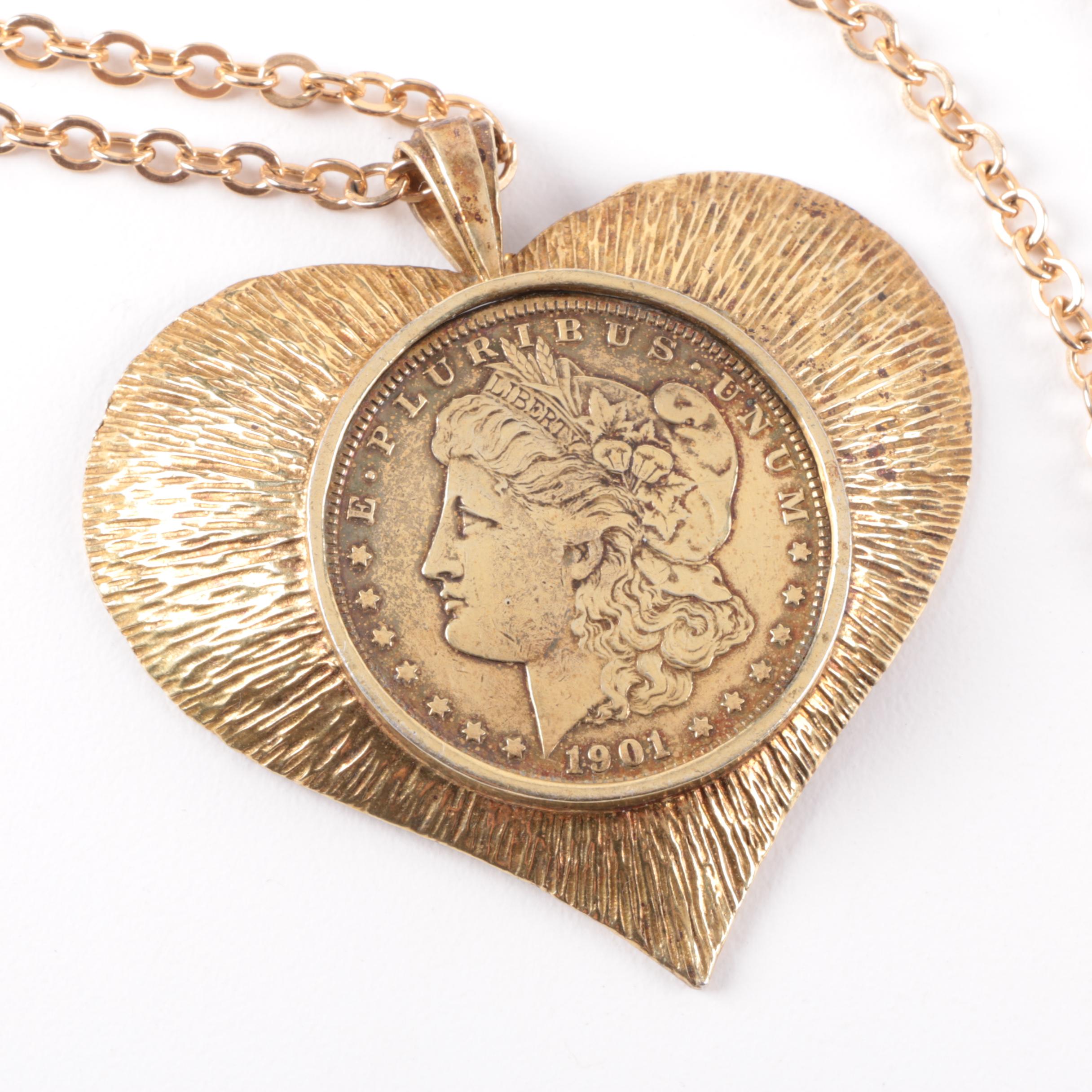 Sterling Silver Necklace with Belt and Button Featuring Sarah Coventry