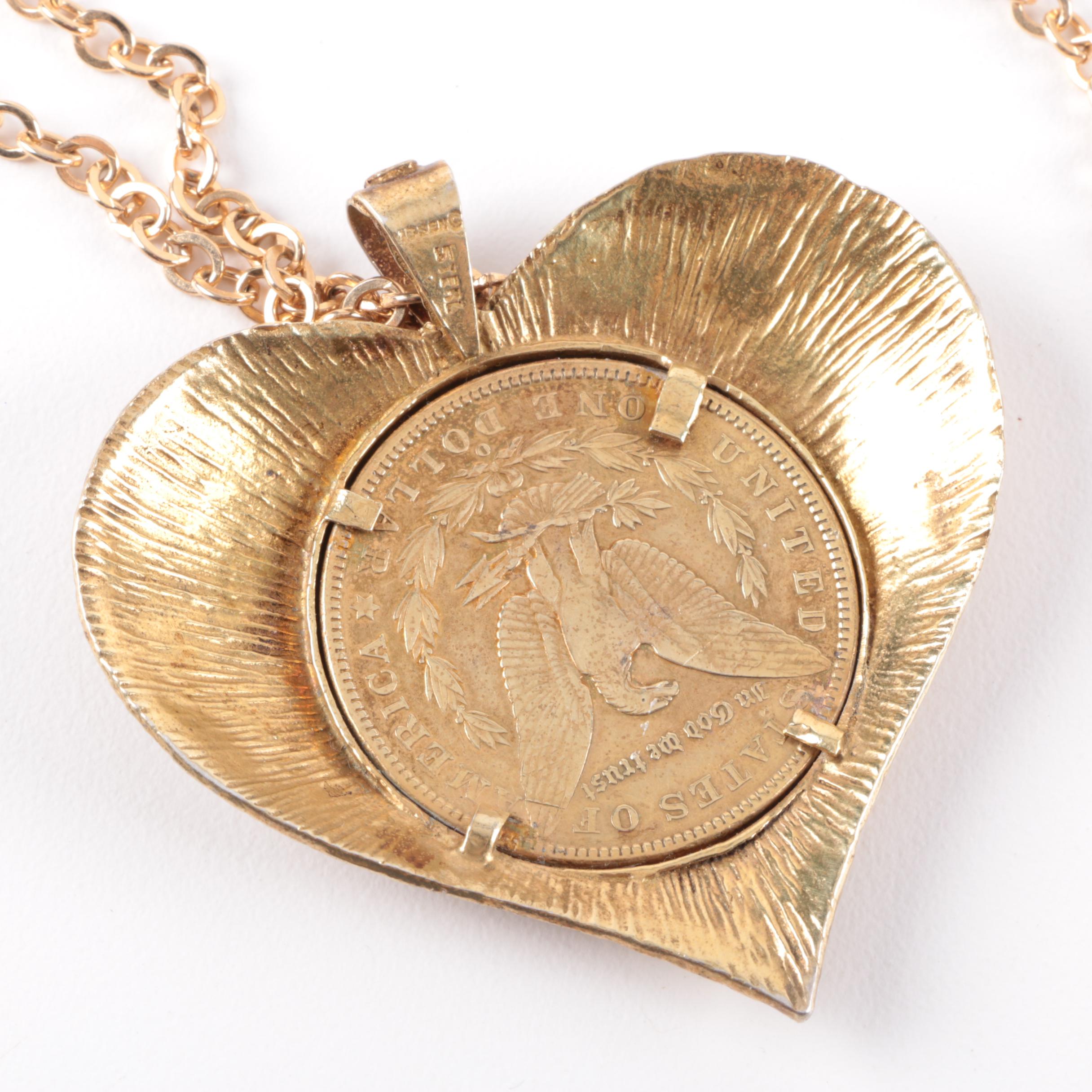 Sterling Silver Necklace with Belt and Button Featuring Sarah Coventry