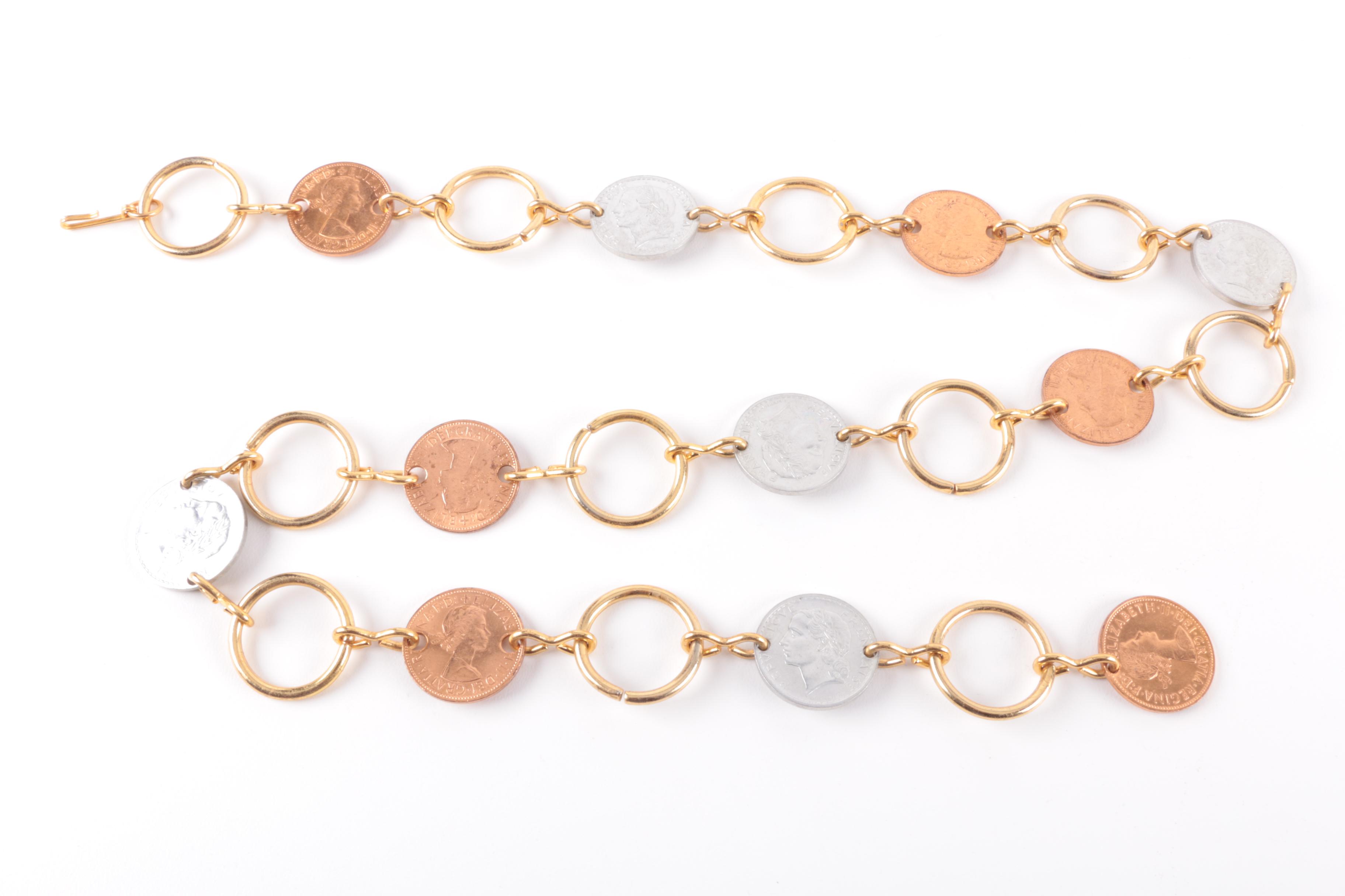 Sterling Silver Necklace with Belt and Button Featuring Sarah Coventry