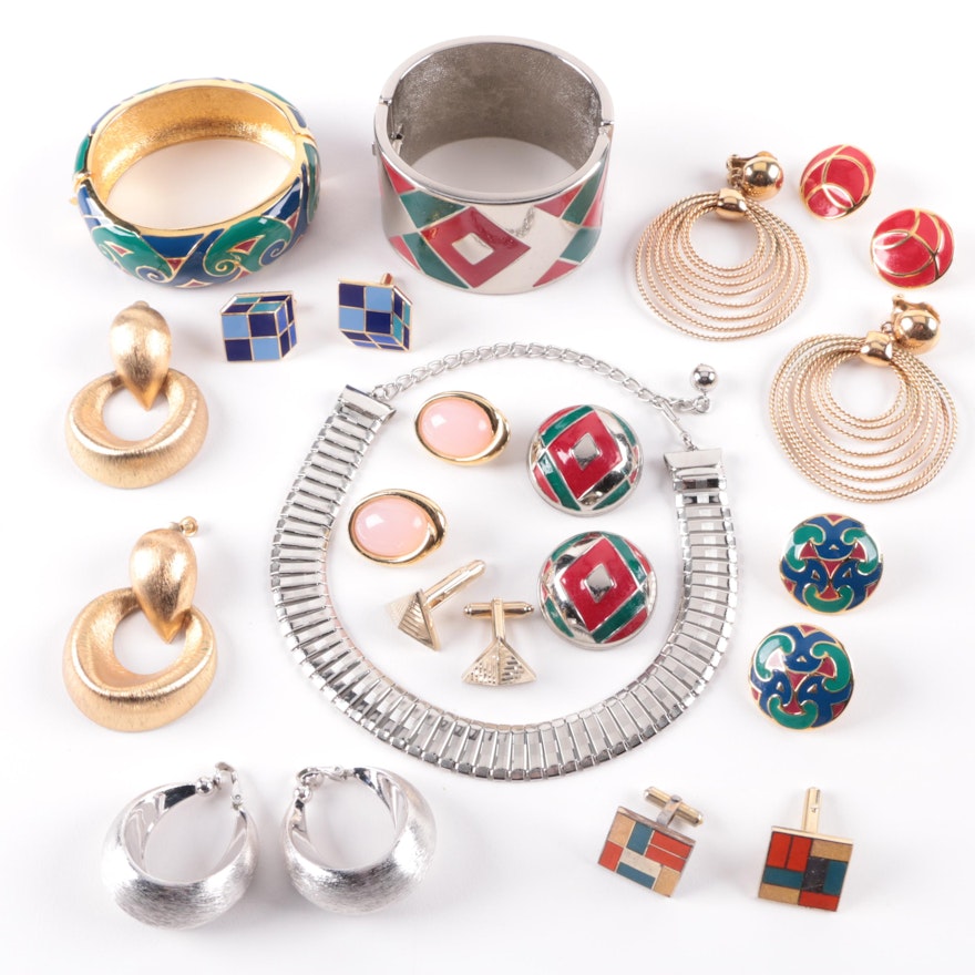 Trifari, Napier, and Lanvin Paris Enamel Jewelry Selection