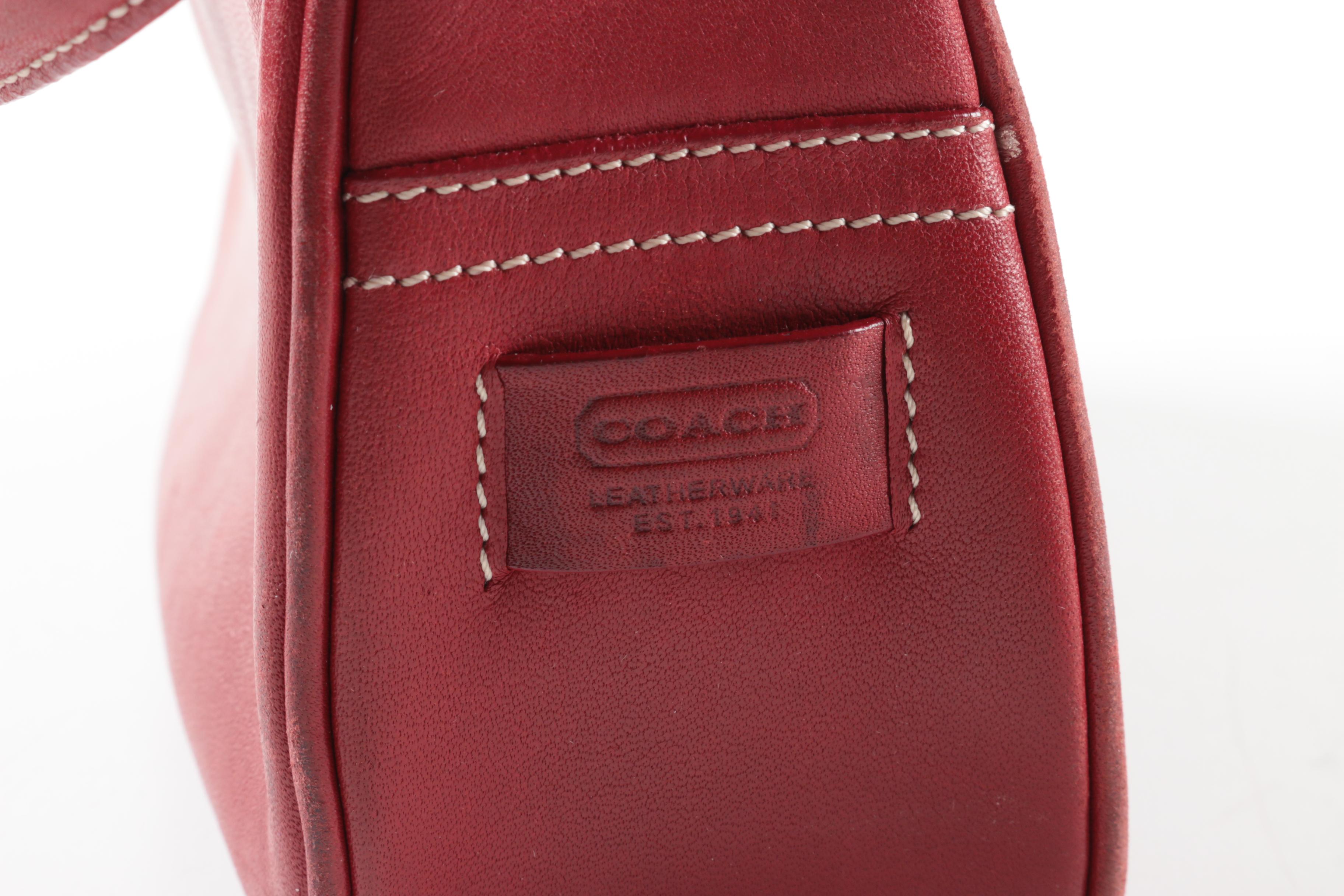 Coach Hampton Clip Lock Red Leather Shoulder Bag