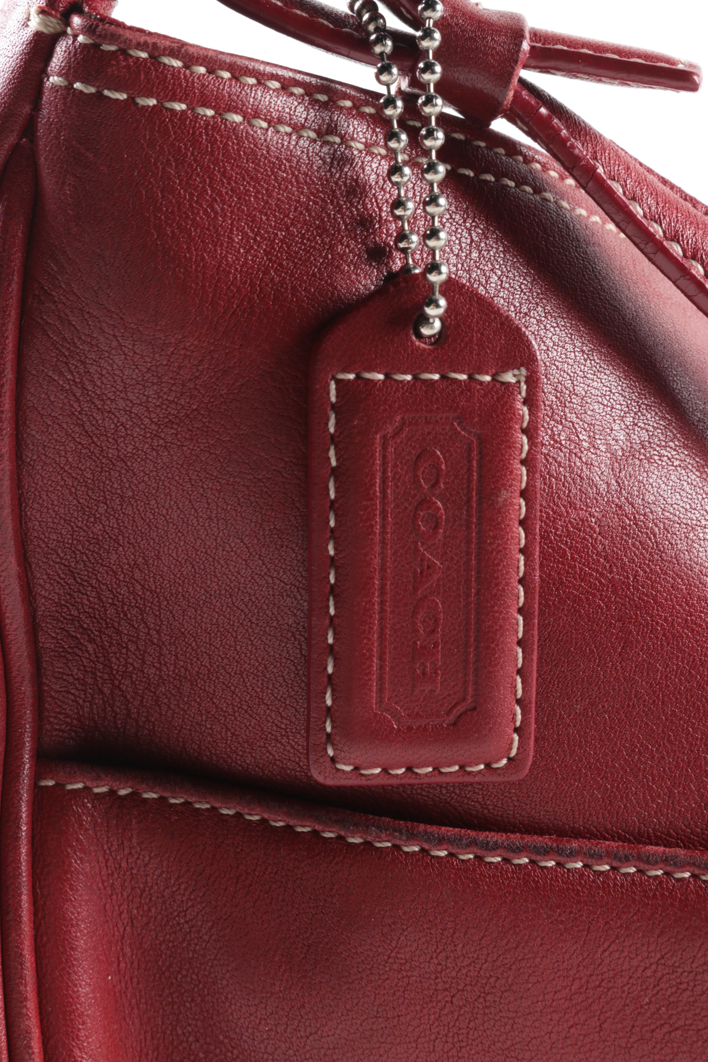 Coach Hampton Clip Lock Red Leather Shoulder Bag