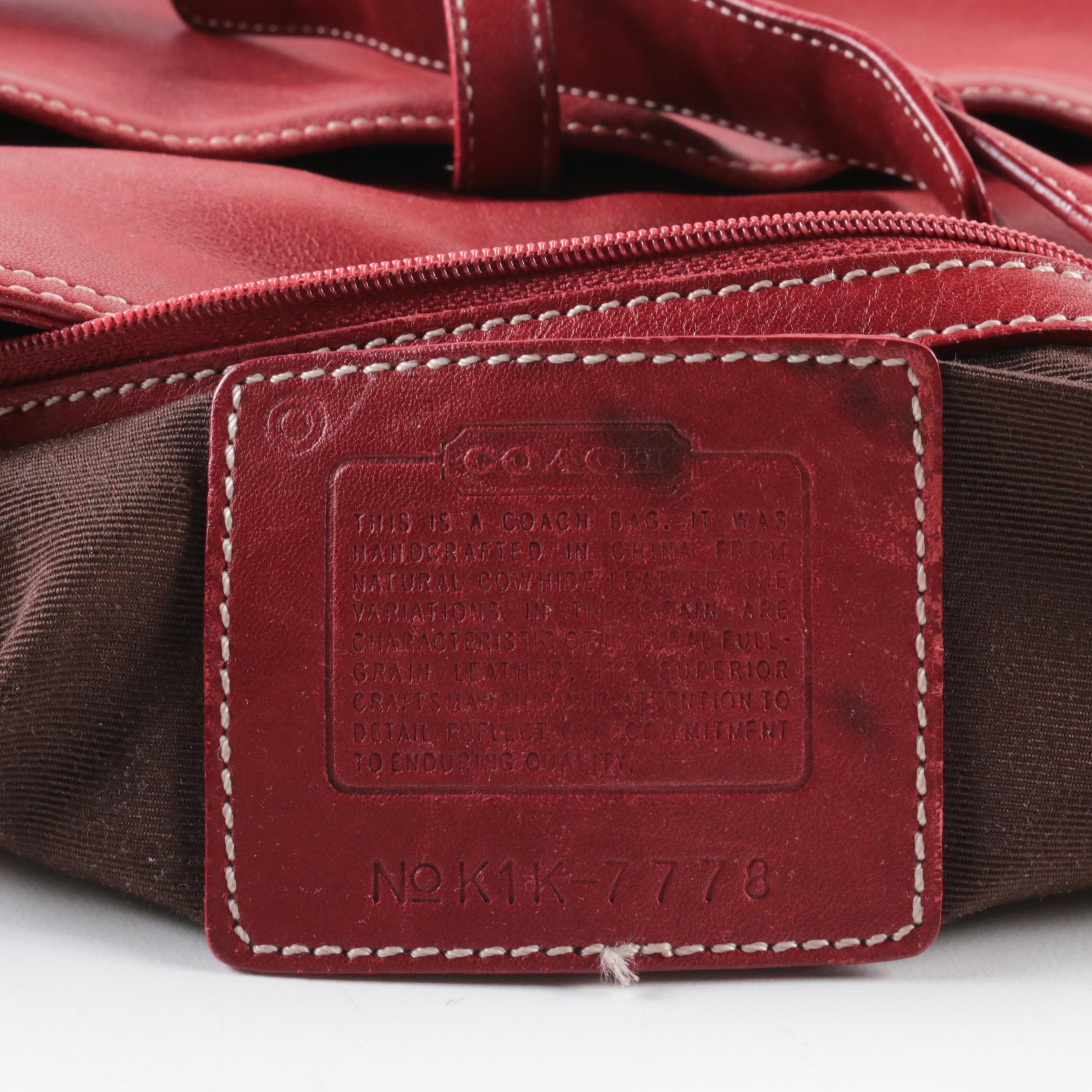 Coach Hampton Clip Lock Red Leather Shoulder Bag