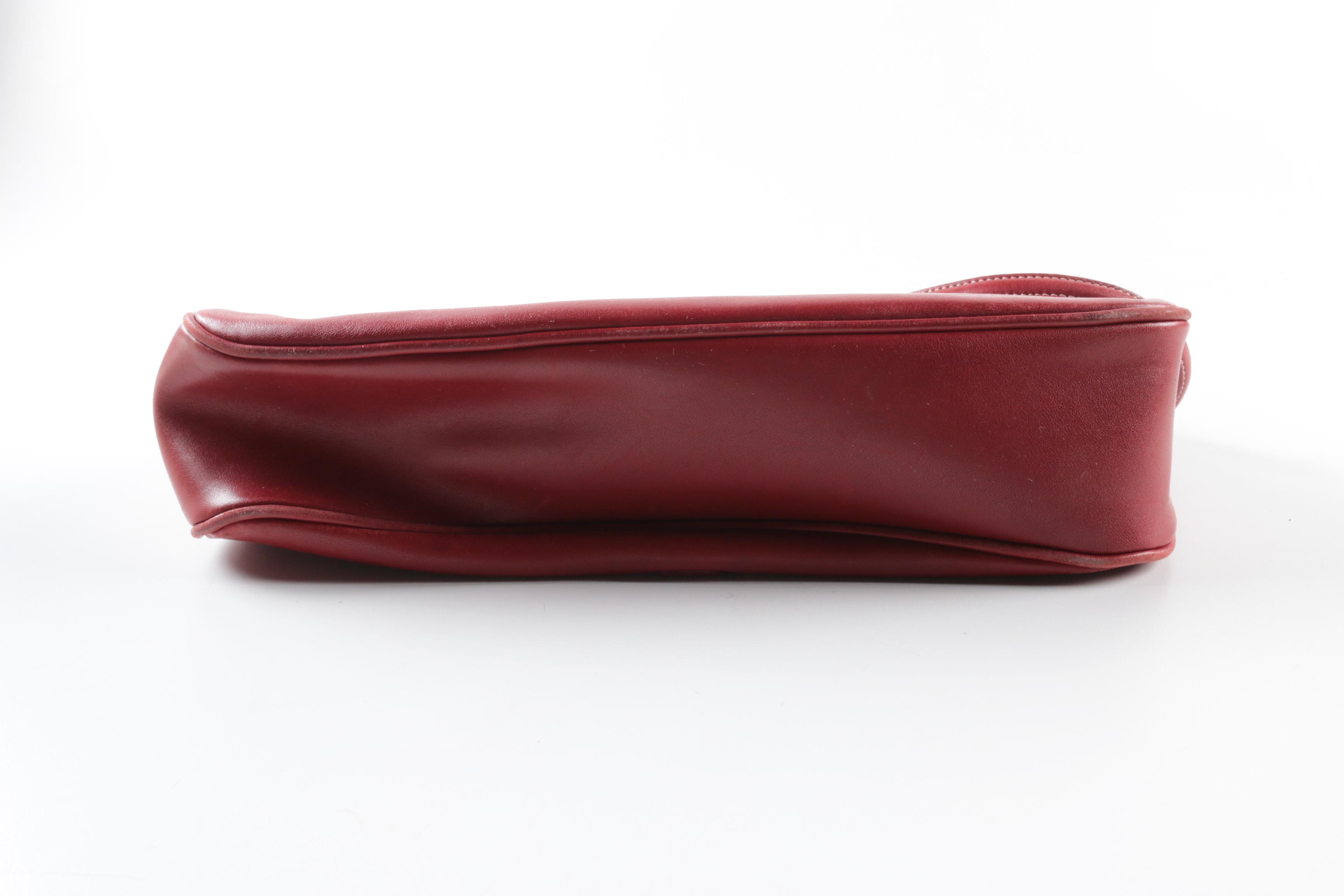 Coach Hampton Clip Lock Red Leather Shoulder Bag