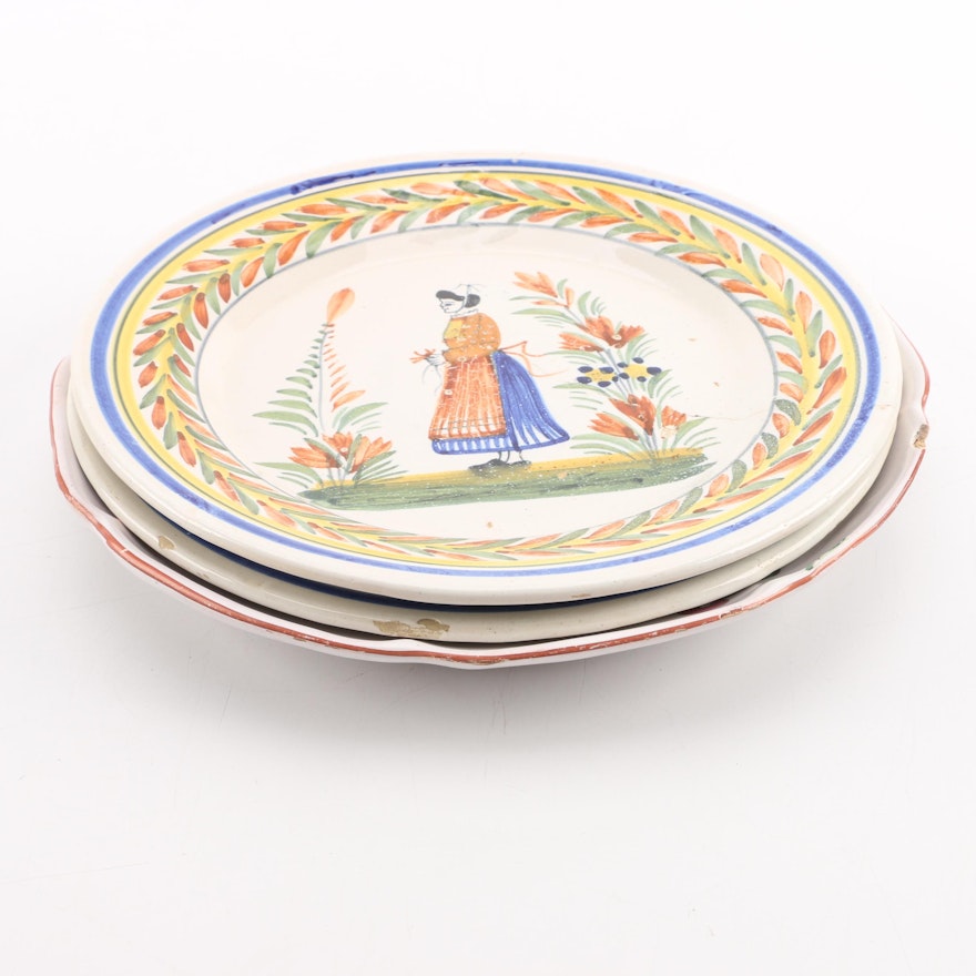 Henriot Quimper Faience Earthenware Plates