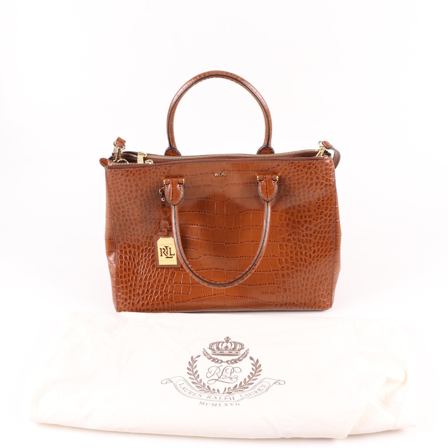 Lauren Ralph Lauren Embossed Leather Handbag