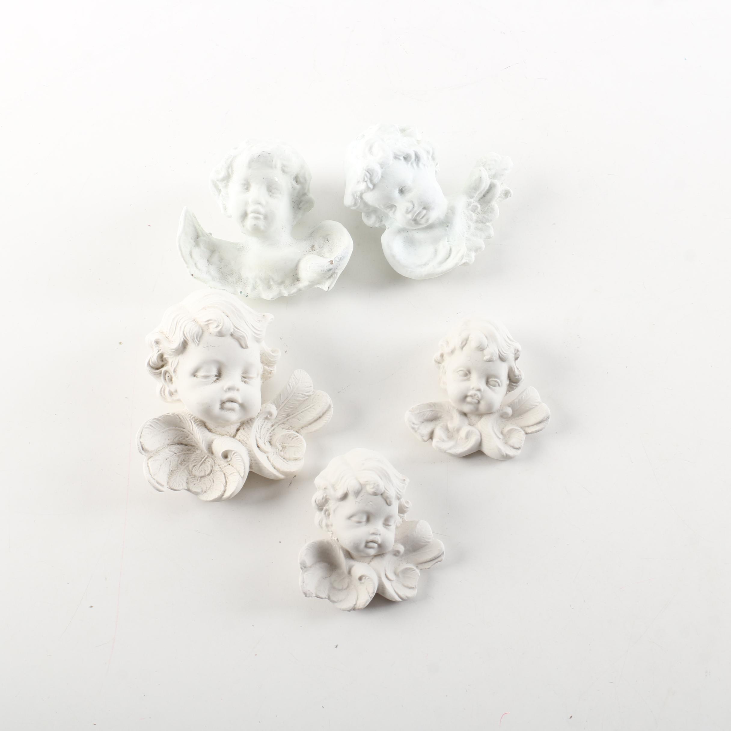 Vintage Plaster Wall Hanging Angel Busts