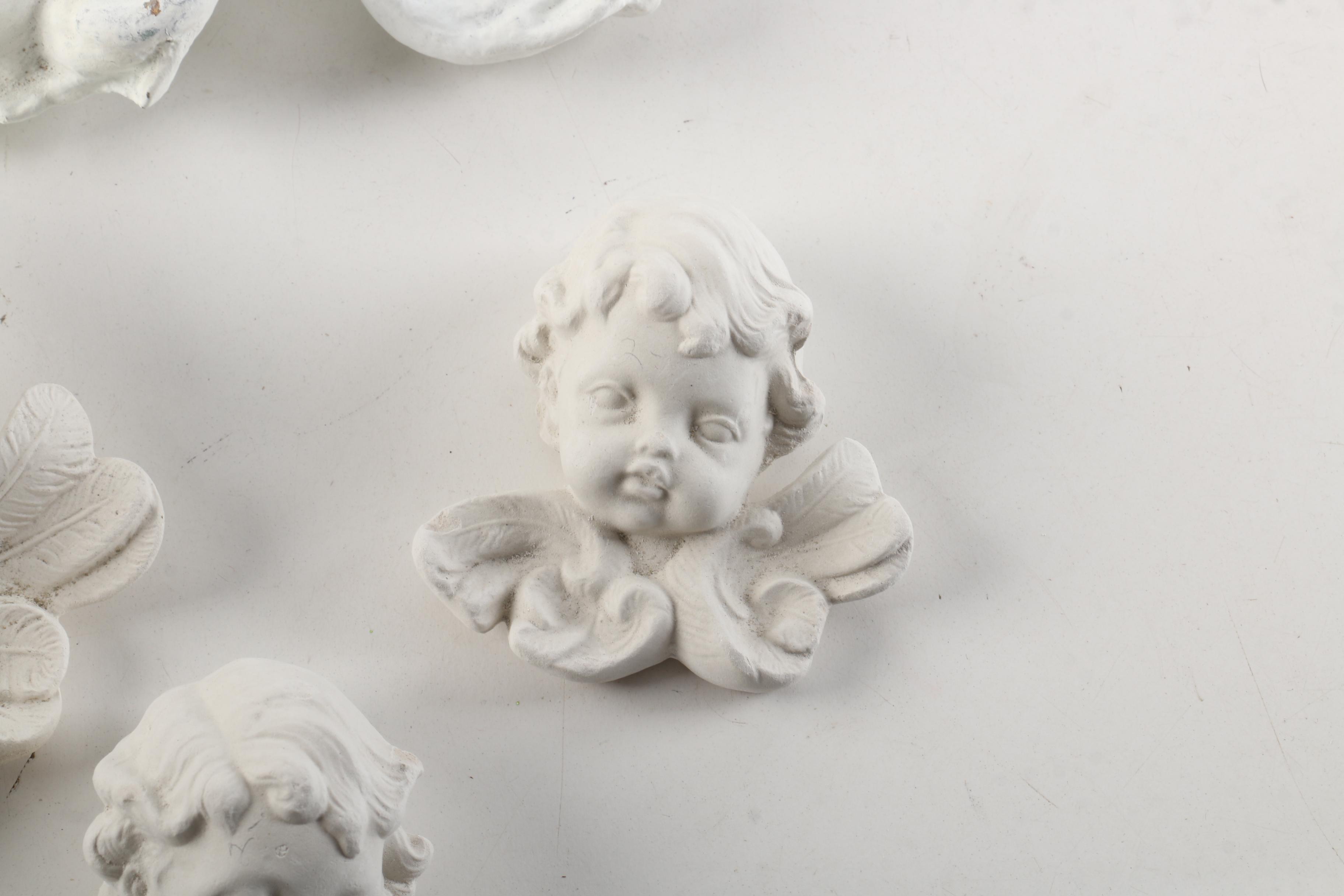 Vintage Plaster Wall Hanging Angel Busts