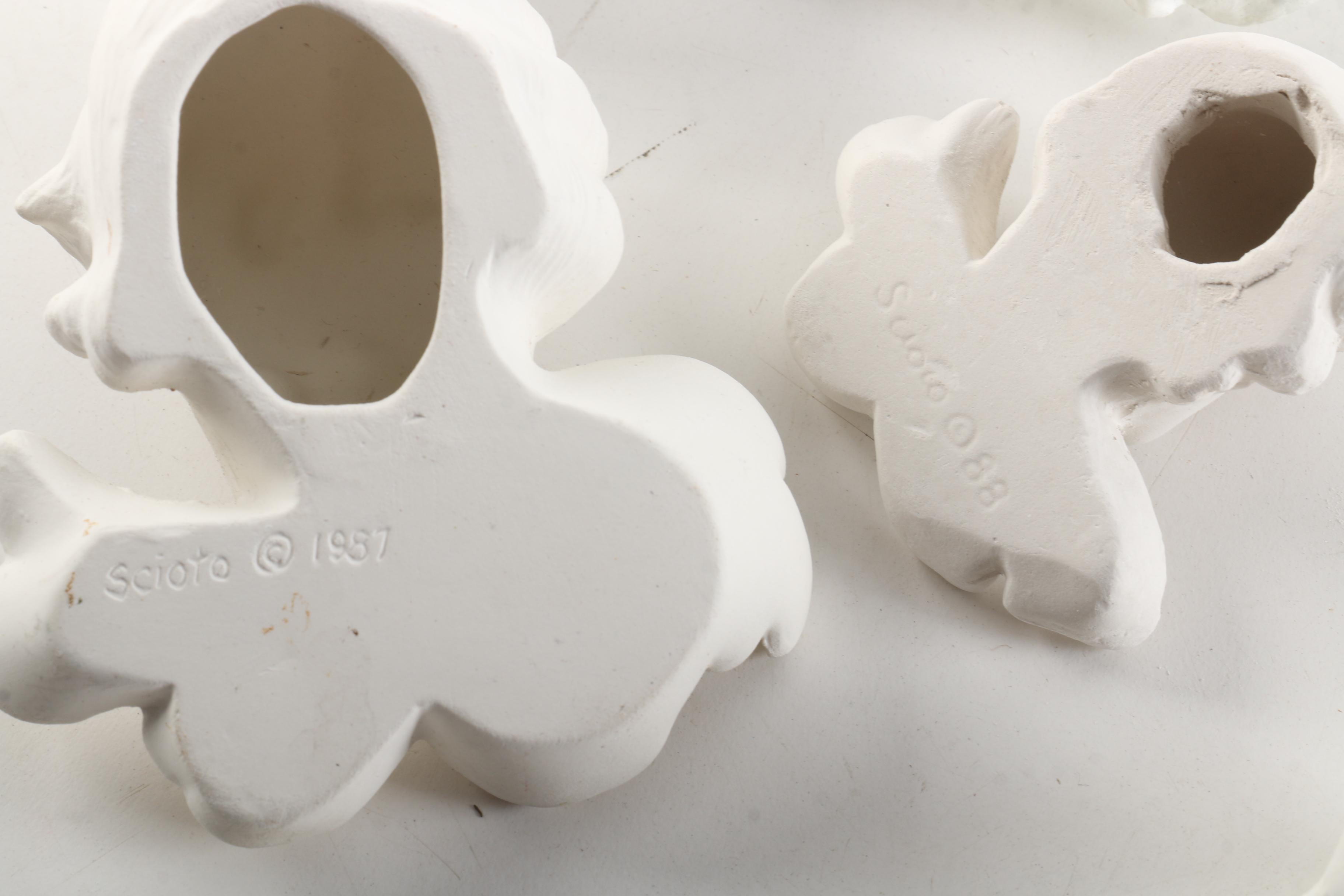 Vintage Plaster Wall Hanging Angel Busts