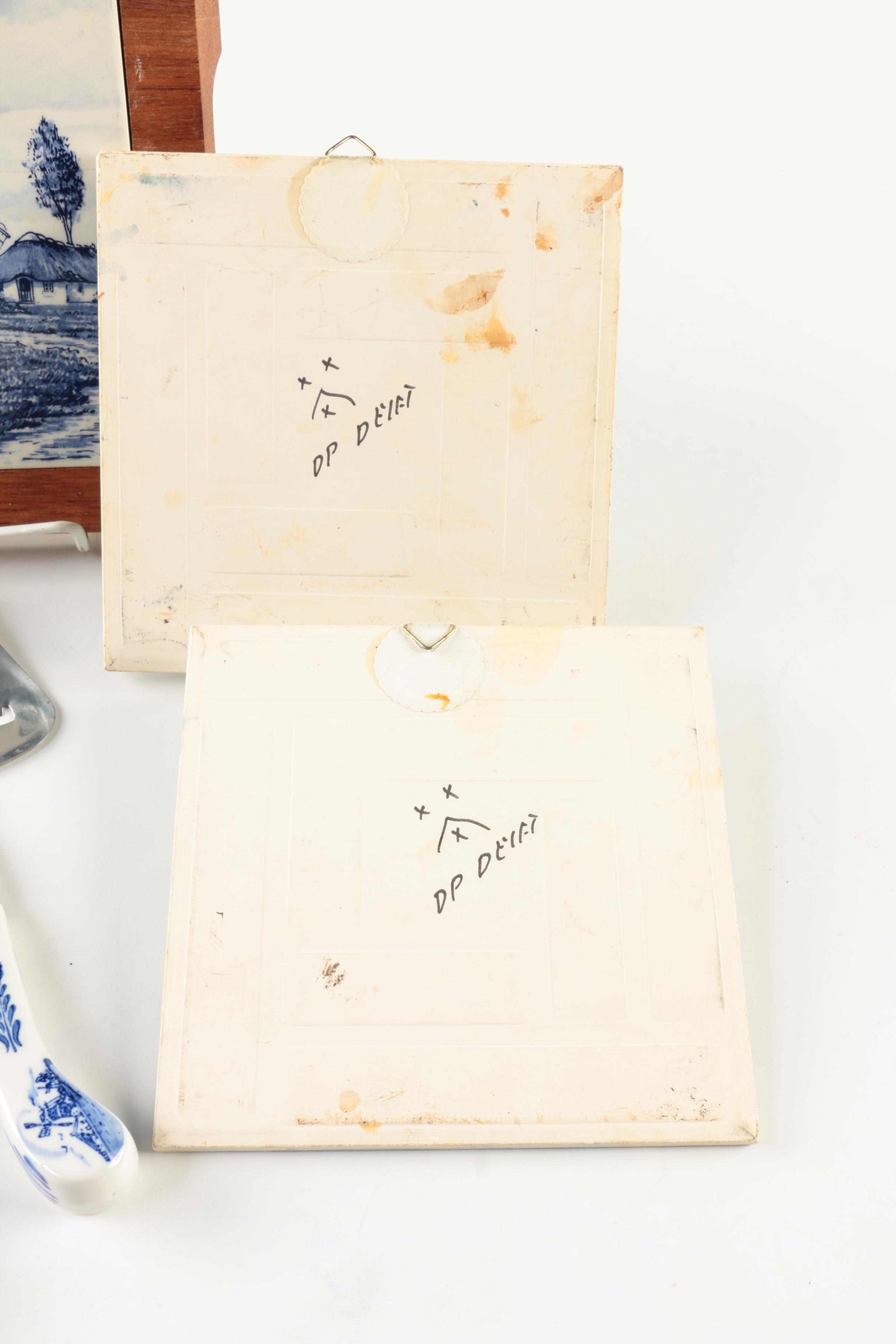 Delft Style Cheese Serving Pieces