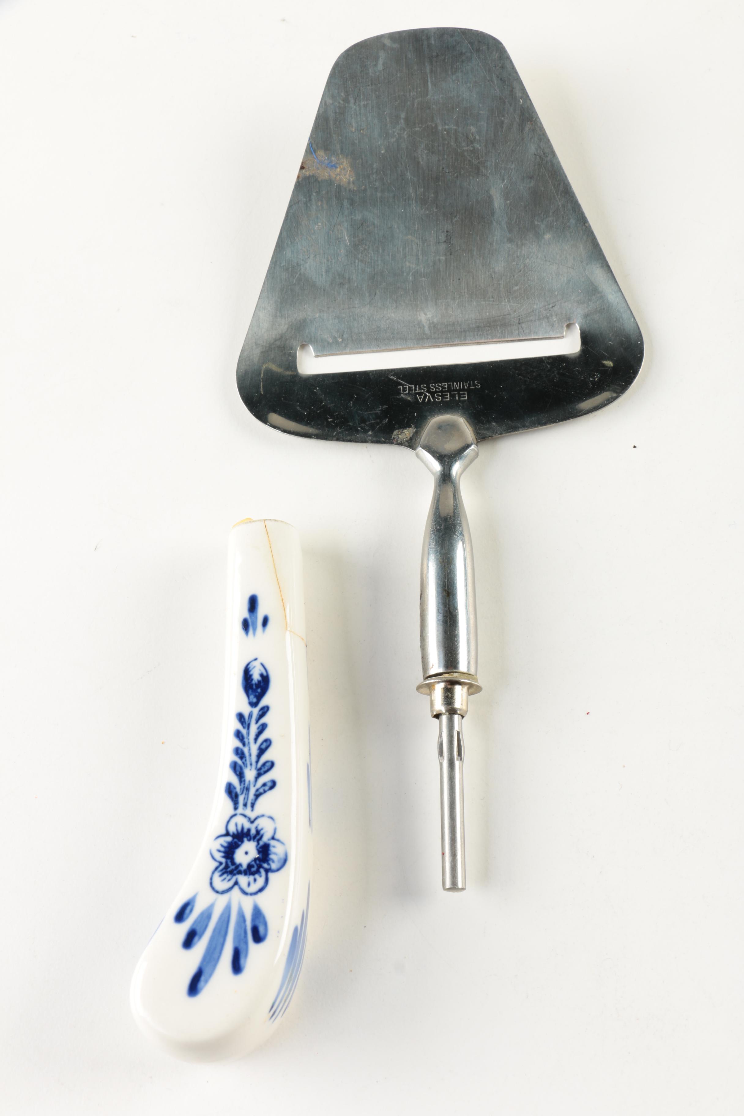 Delft Style Cheese Serving Pieces