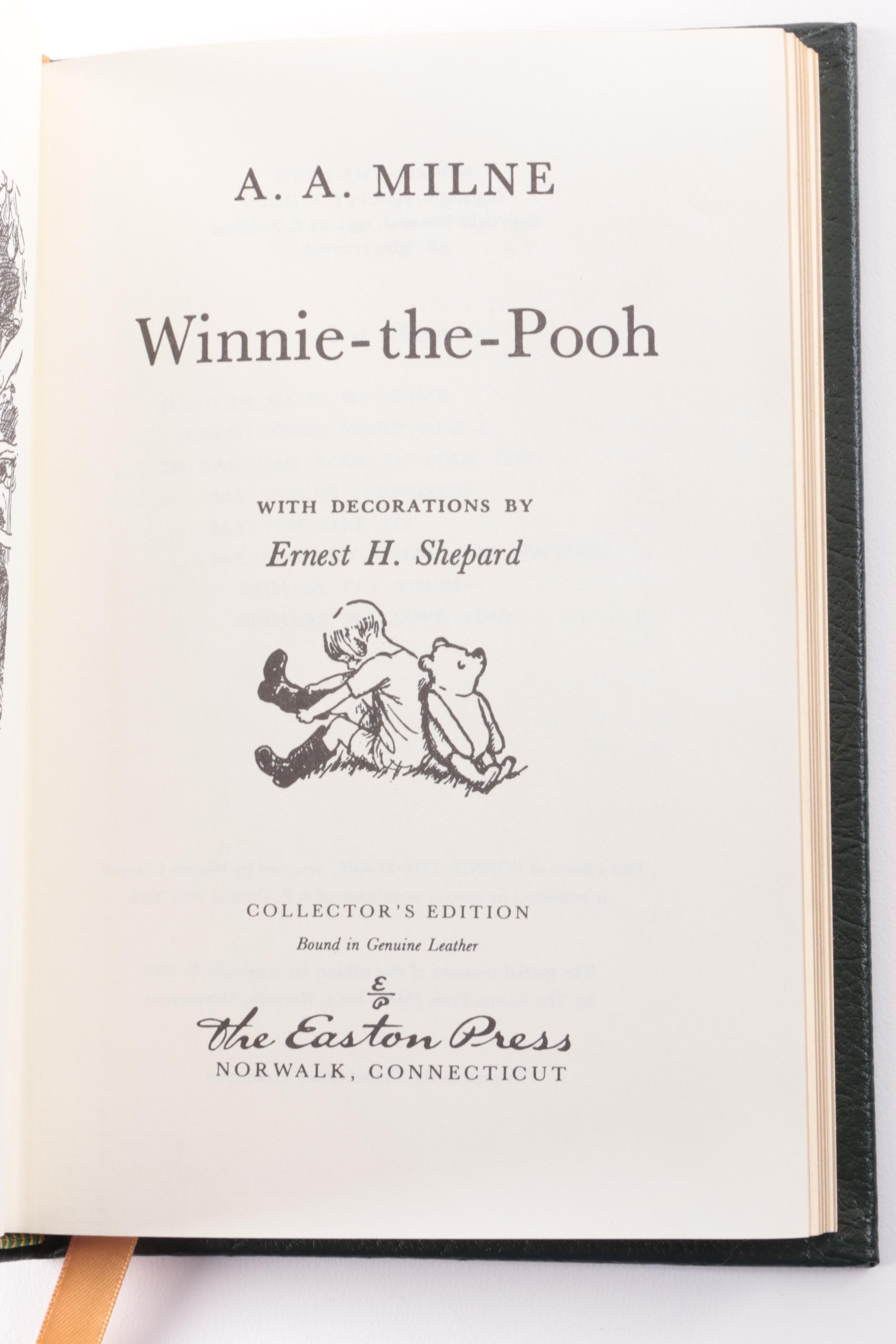 1985 Easton Press Leather Books by A.A. Milne, Including "Winnie-the-Pooh"