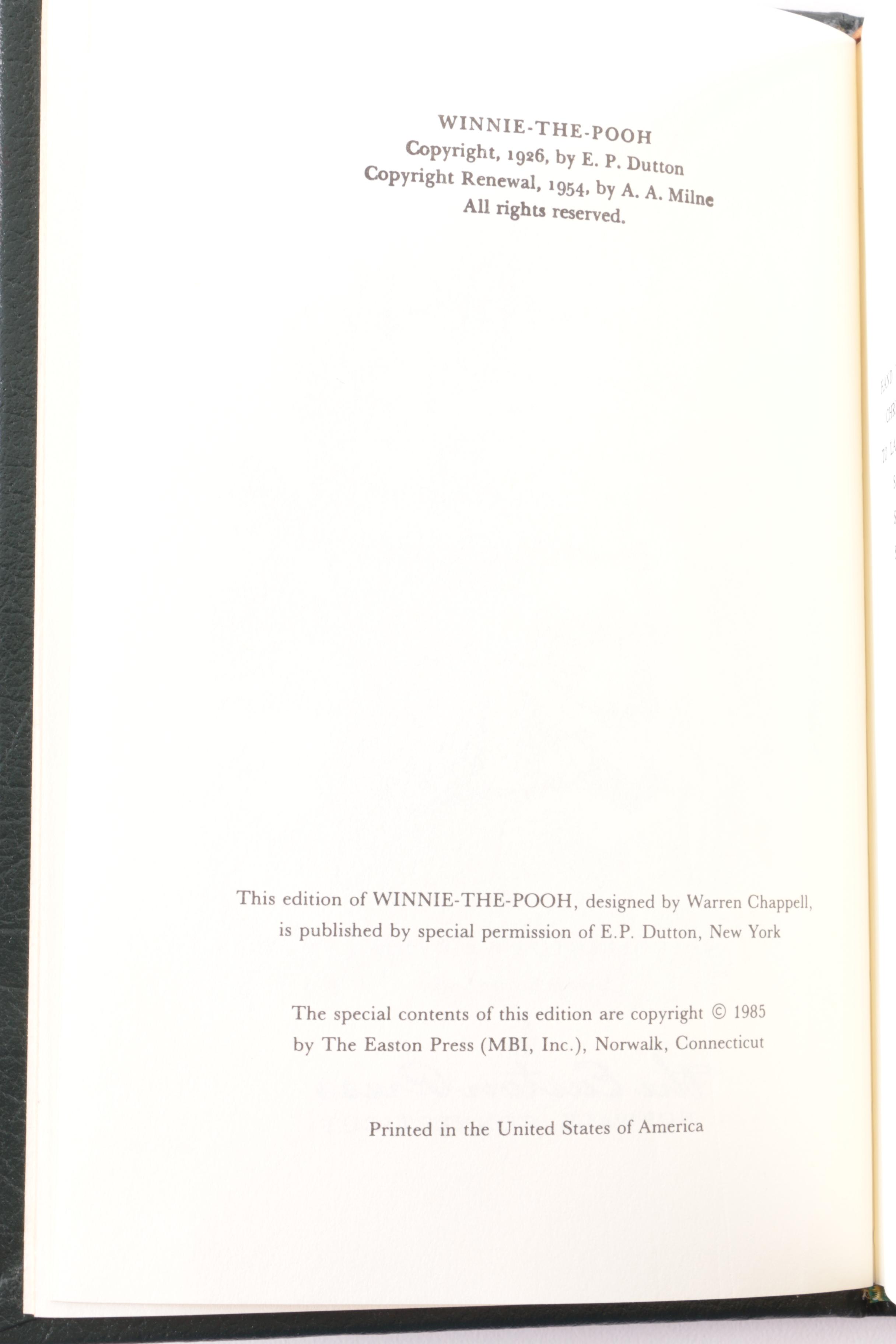 1985 Easton Press Leather Books by A.A. Milne, Including "Winnie-the-Pooh"
