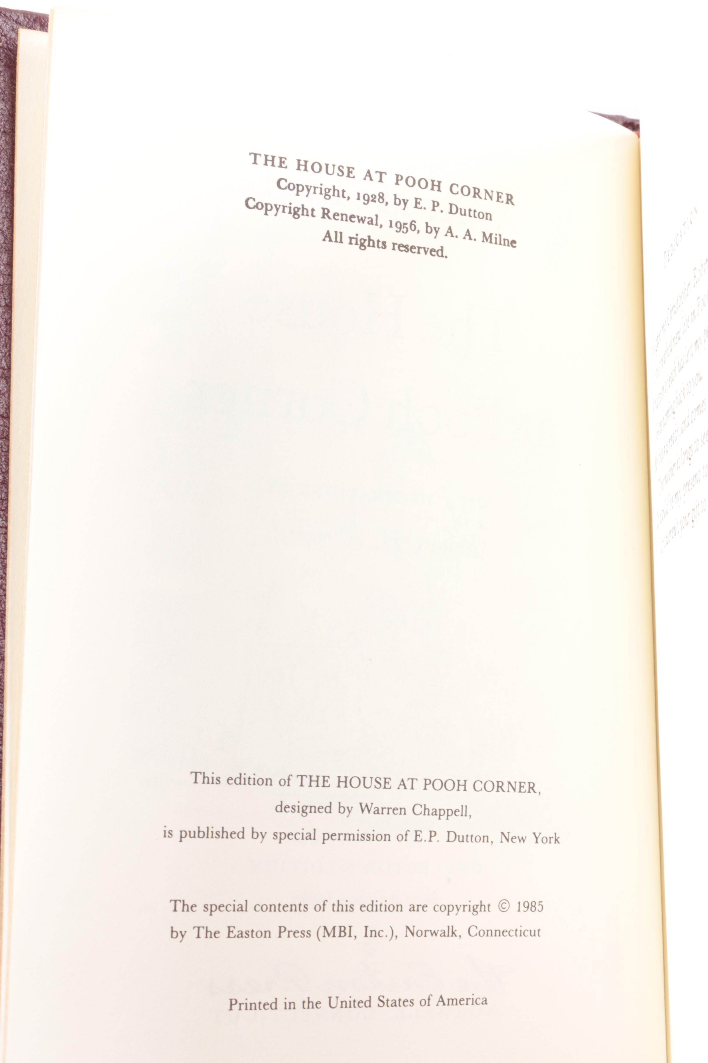 1985 Easton Press Leather Books by A.A. Milne, Including "Winnie-the-Pooh"