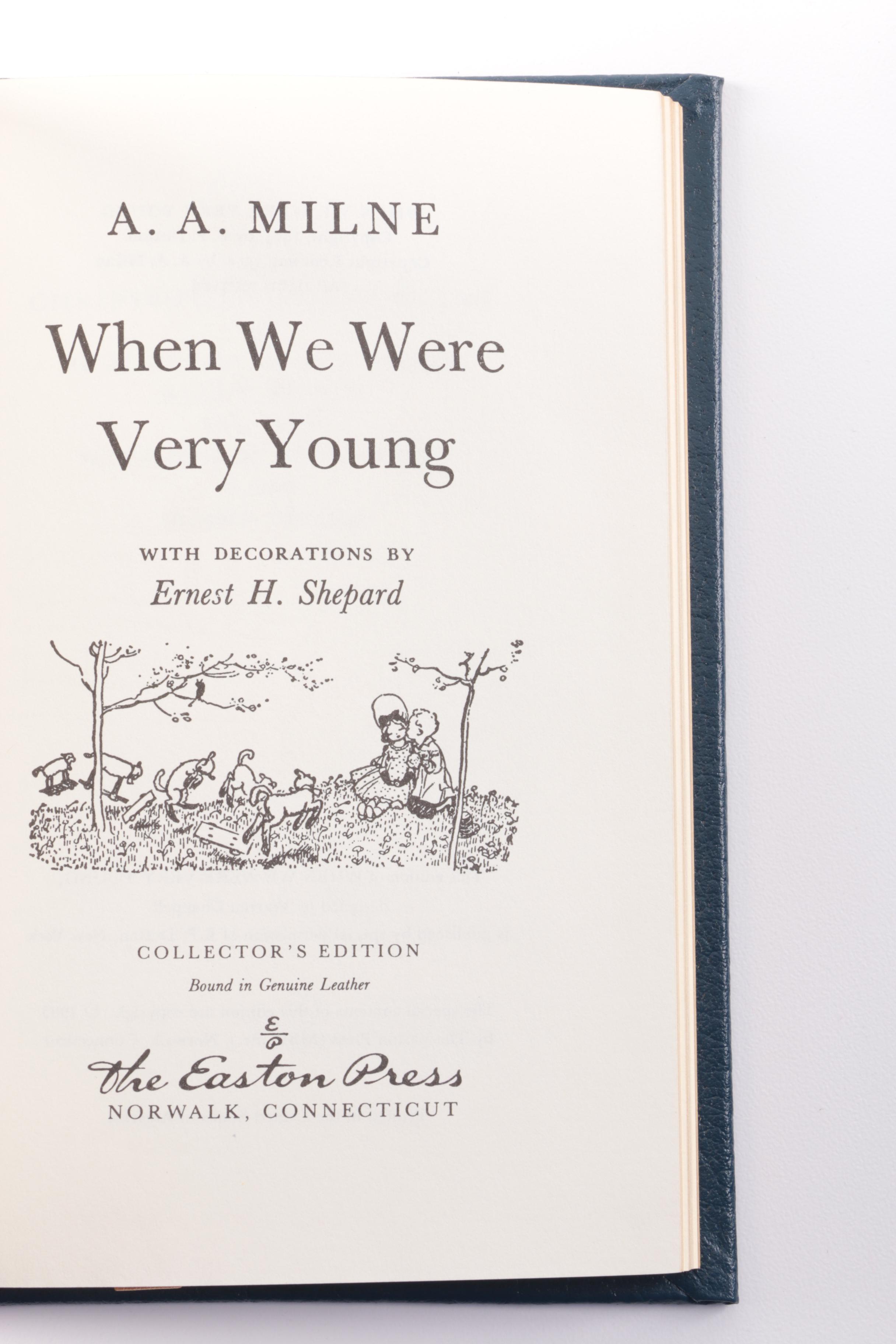 1985 Easton Press Leather Books by A.A. Milne, Including "Winnie-the-Pooh"