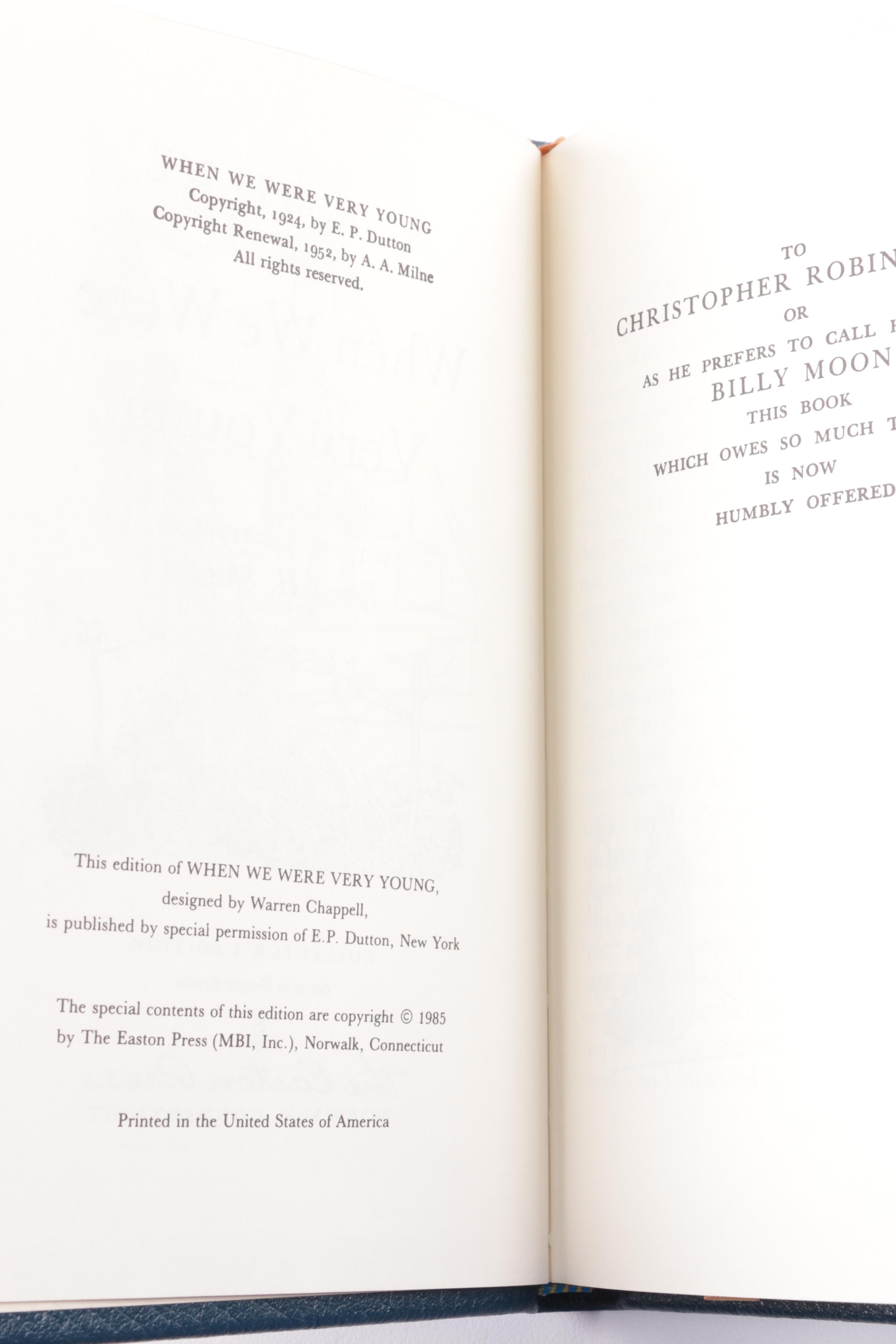 1985 Easton Press Leather Books by A.A. Milne, Including "Winnie-the-Pooh"