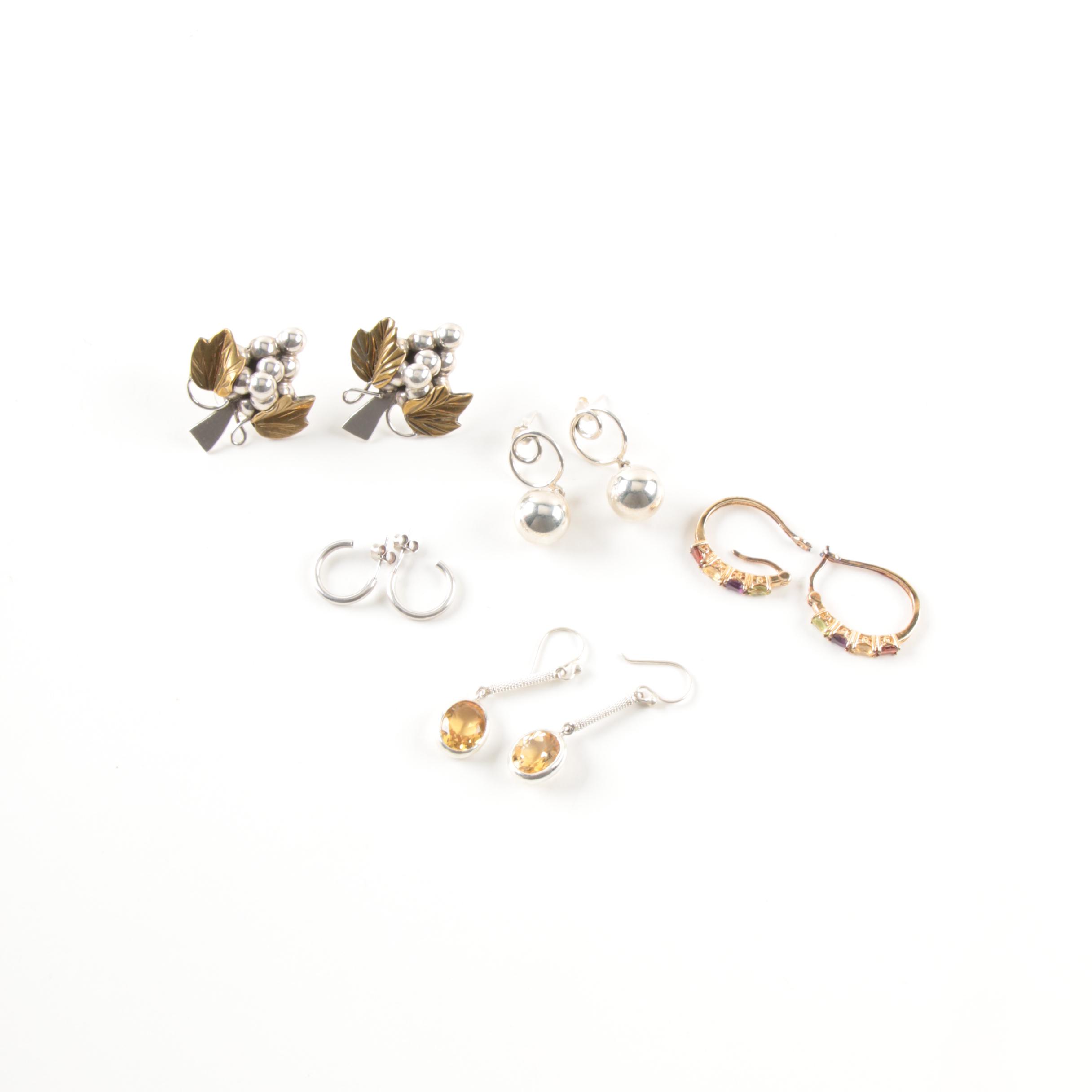 Sterling Silver Peridot, Citrine, and Amethyst Earring Selection
