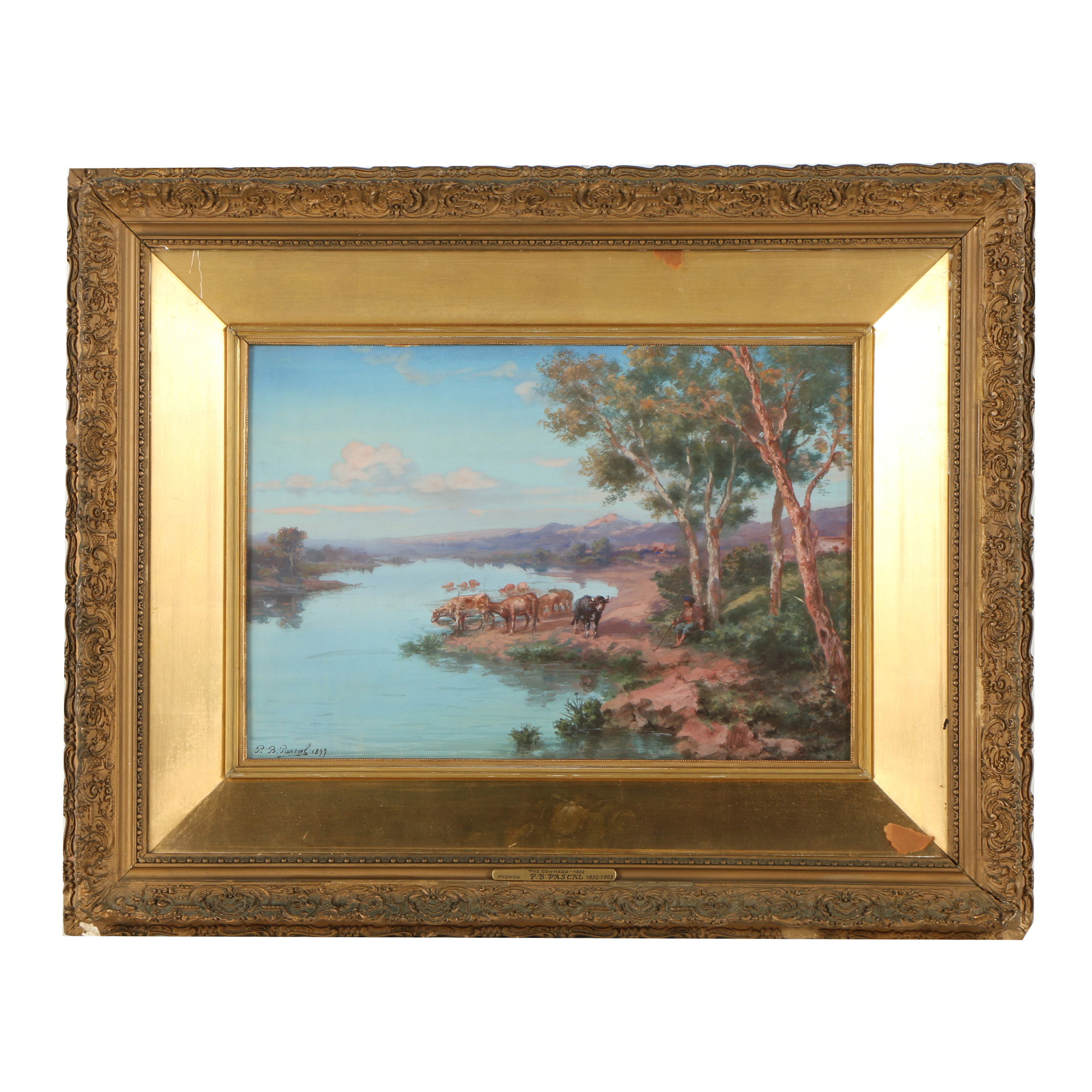 Paul B Pascal Gouache and Watercolor Painting "The Cowherd"