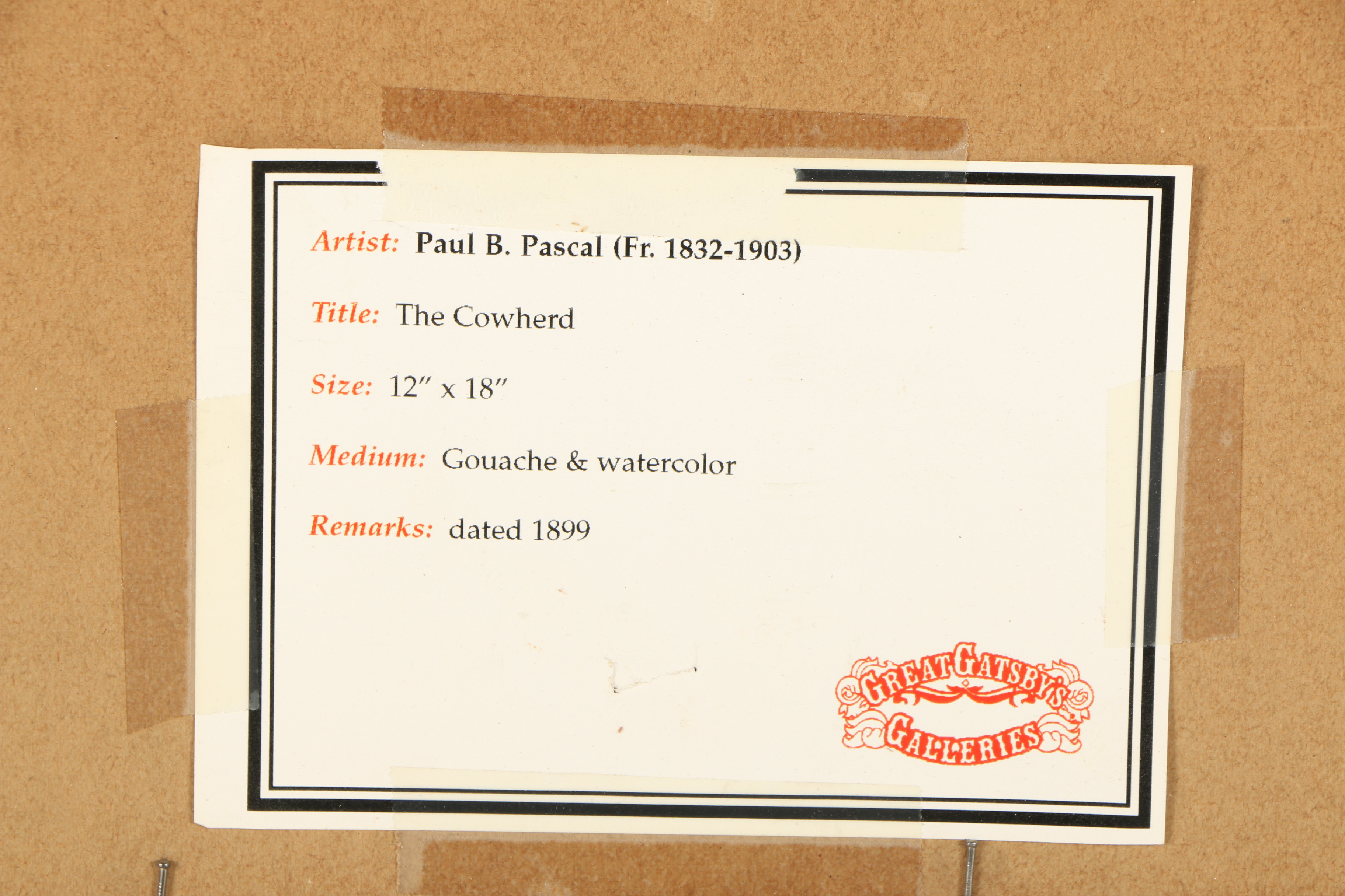 Paul B Pascal Gouache and Watercolor Painting "The Cowherd"