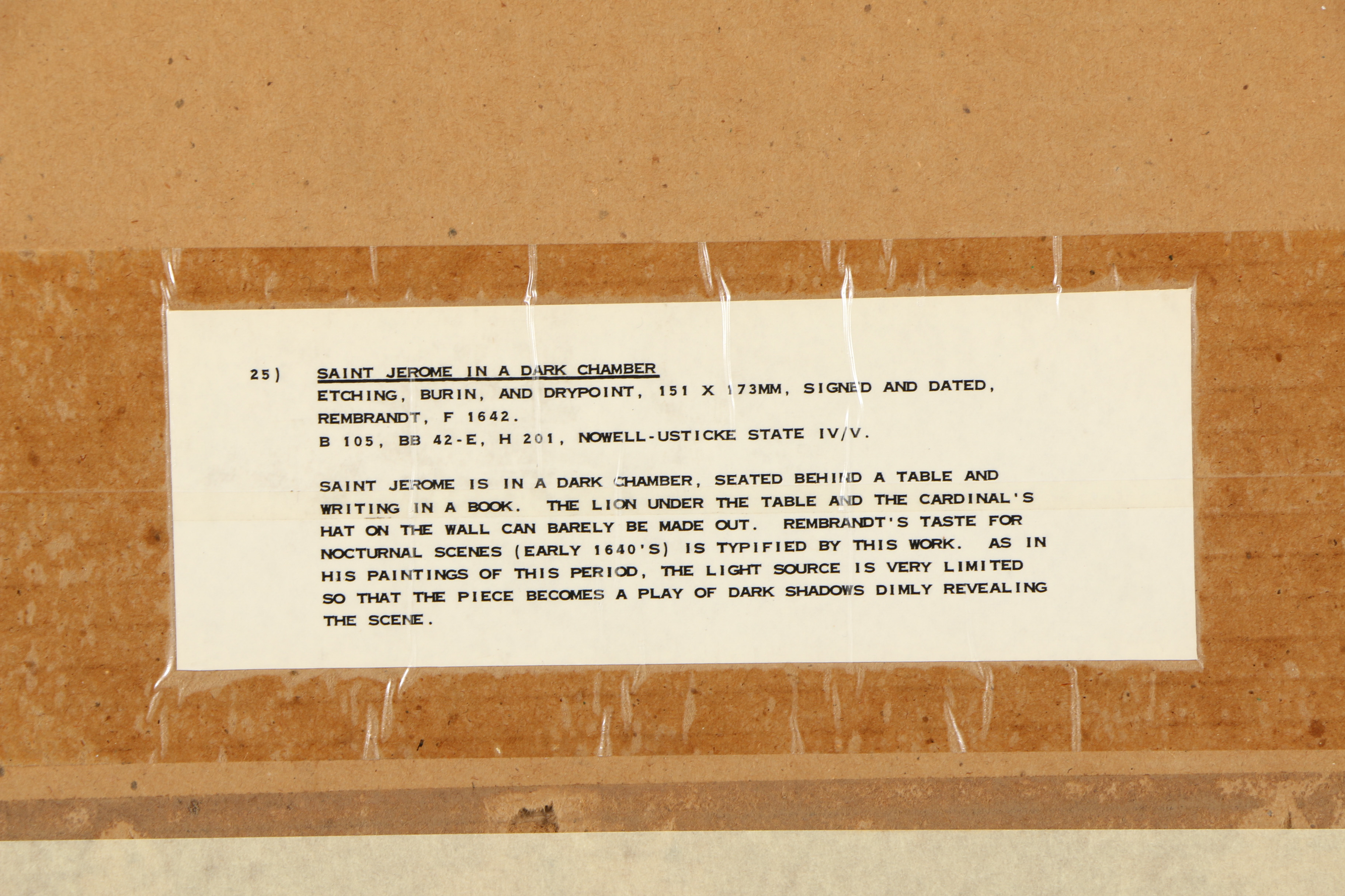 Rembrandt van Rijn Restrike Etching and Drypoint "St. Jerome in a Dark Chamber"