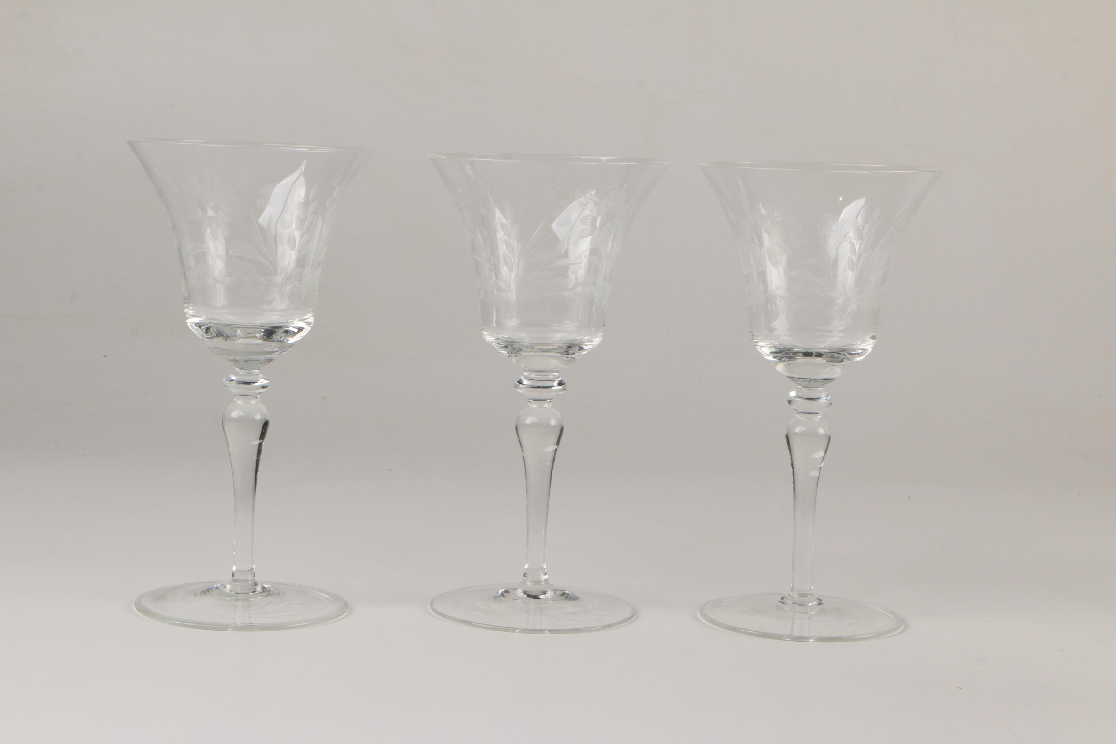 Vintage Etched Glass Barware