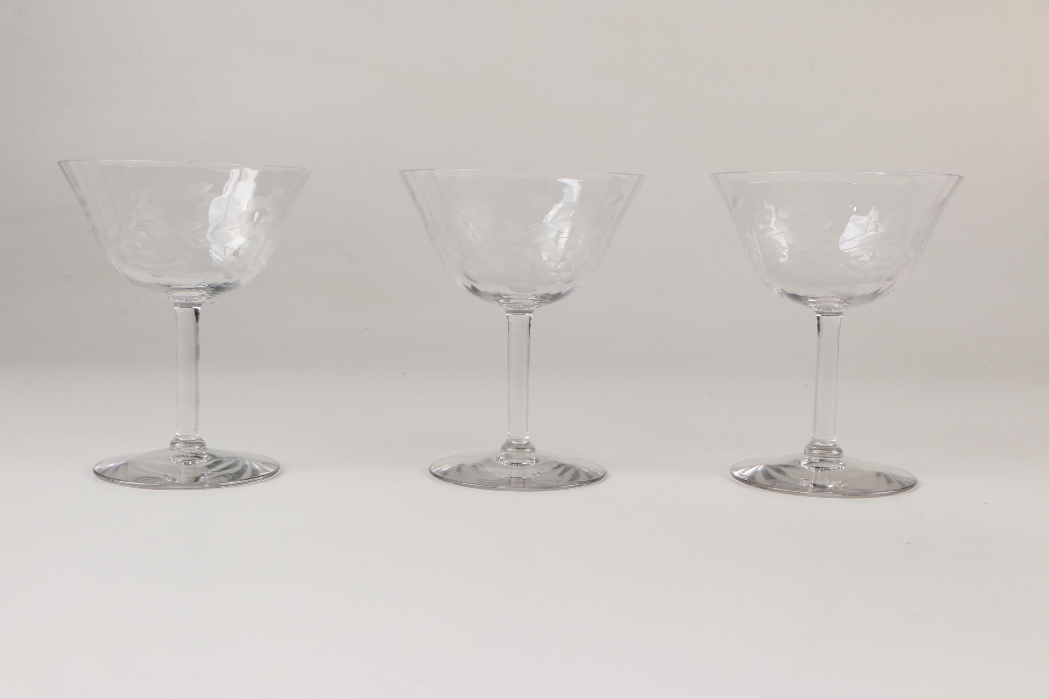 Vintage Etched Glass Barware