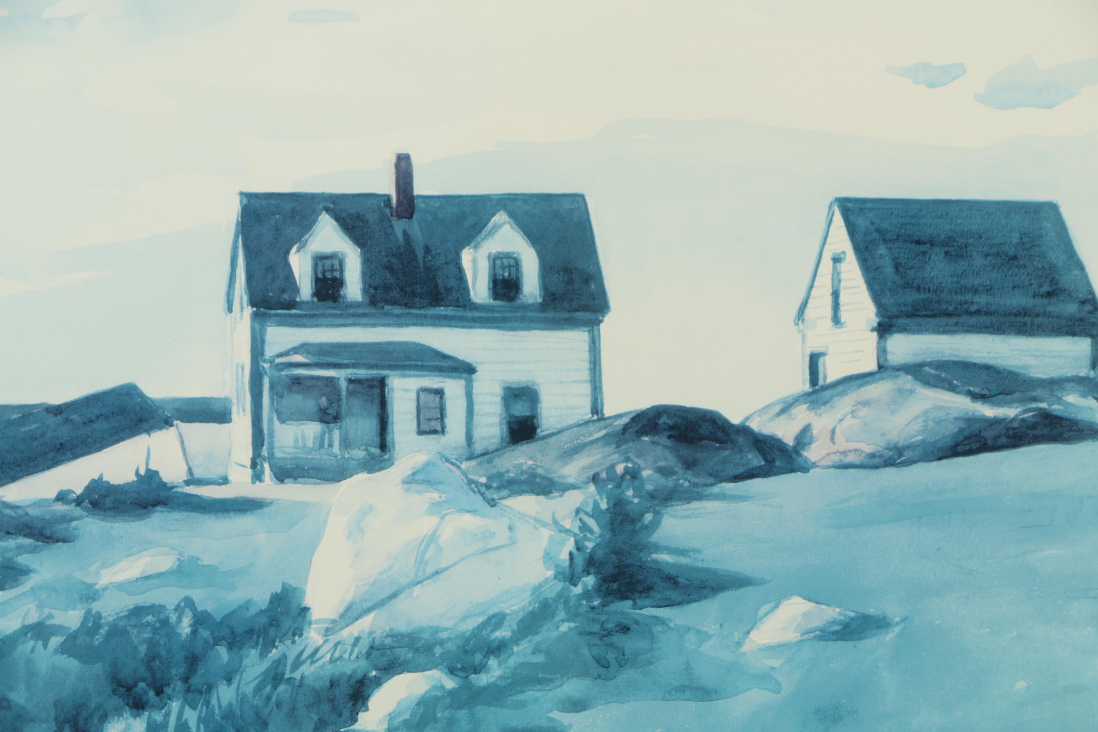 Offset Lithograph "Houses of Squam Light" after Edward Hopper