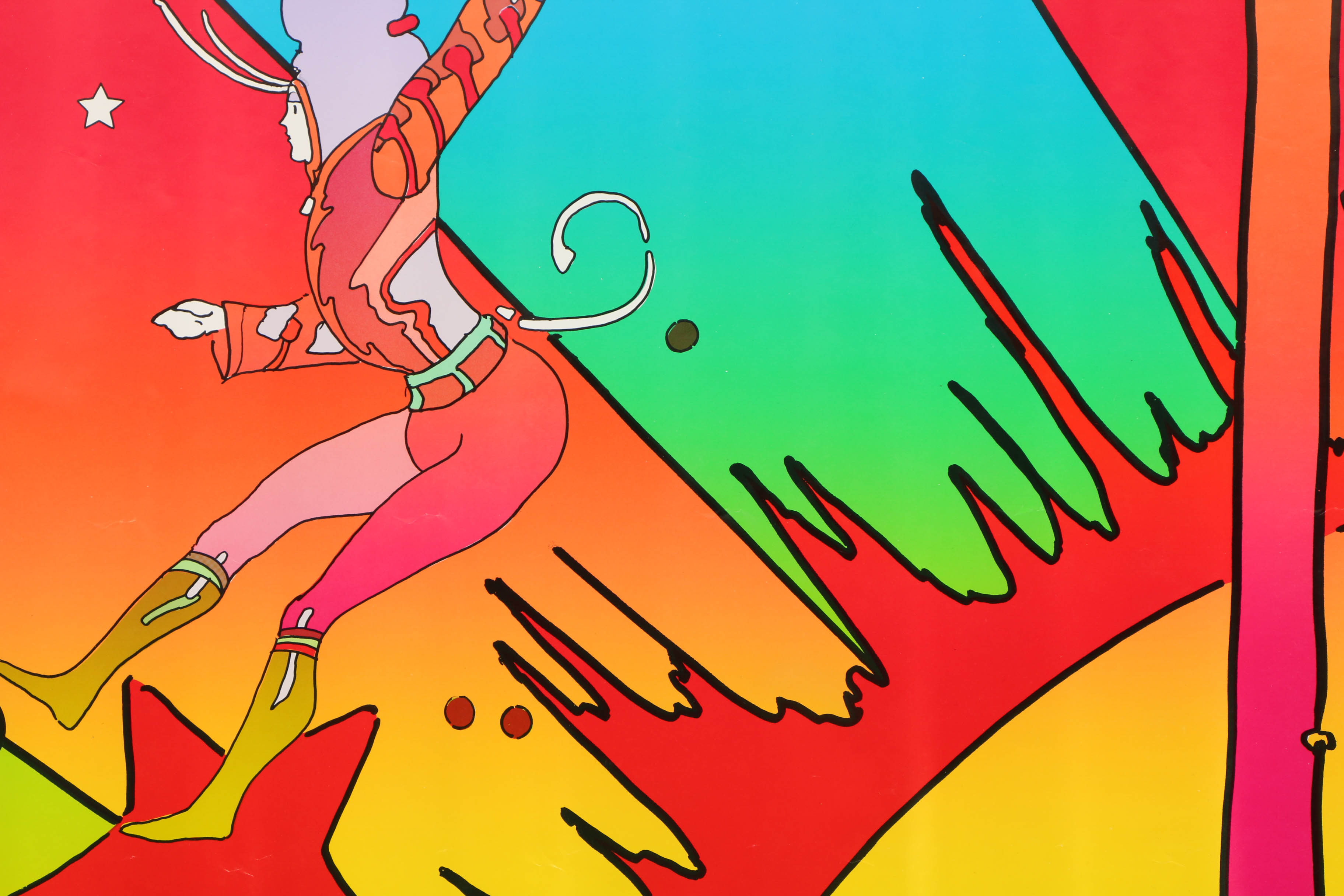 Lithograph Prints on Paper after Peter Max "Cosmic Trapeze" and "Floating"