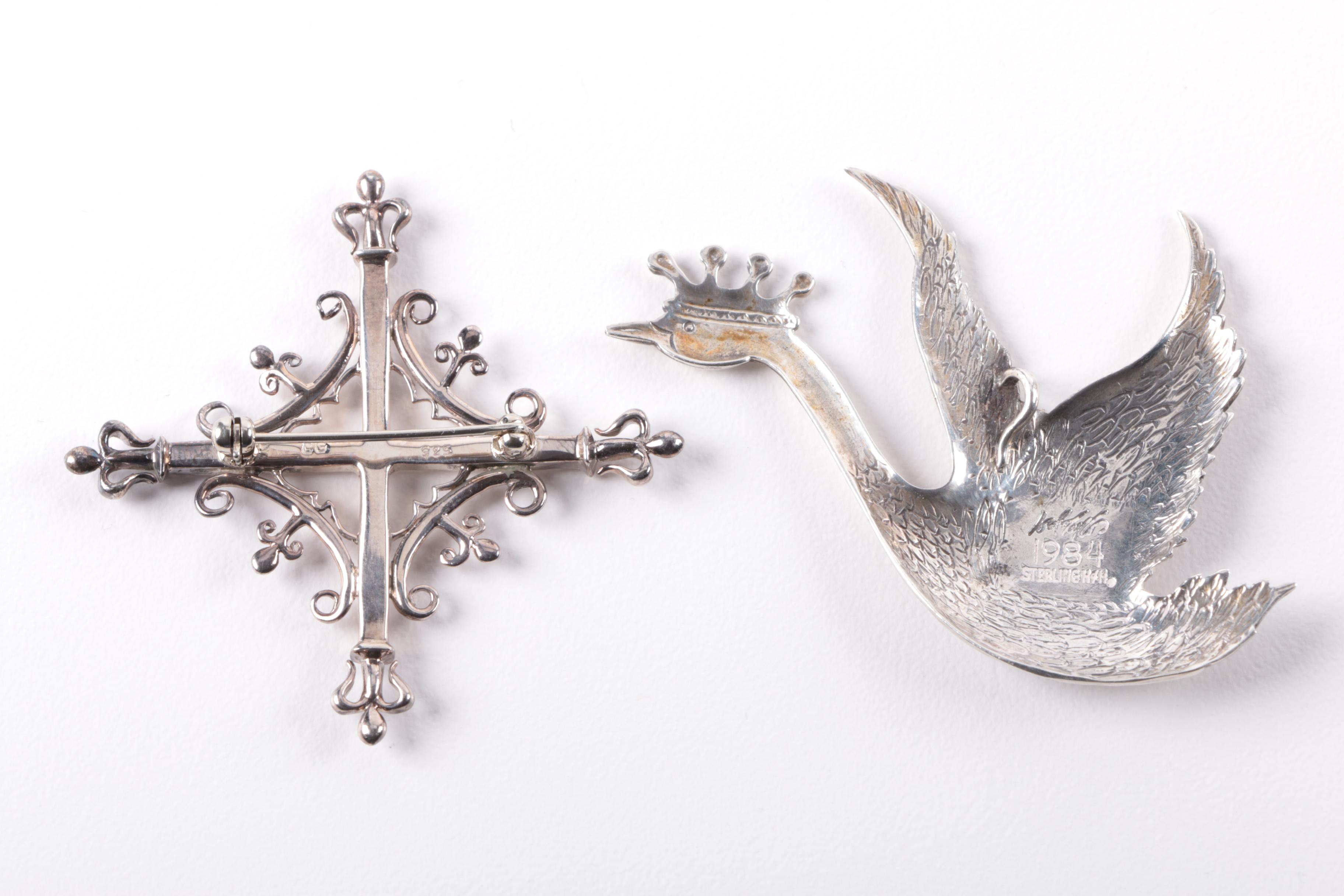 Sterling Silver Jewelry Selection Including Napier and Miniature Spoon