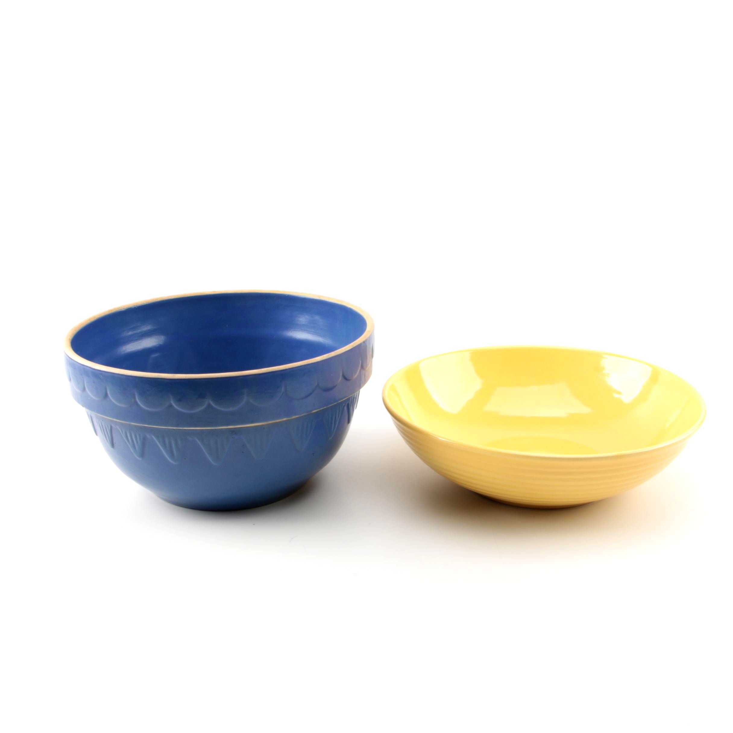 Vintage Clay City Pottery Bowl and Yellow Ringware Bowl