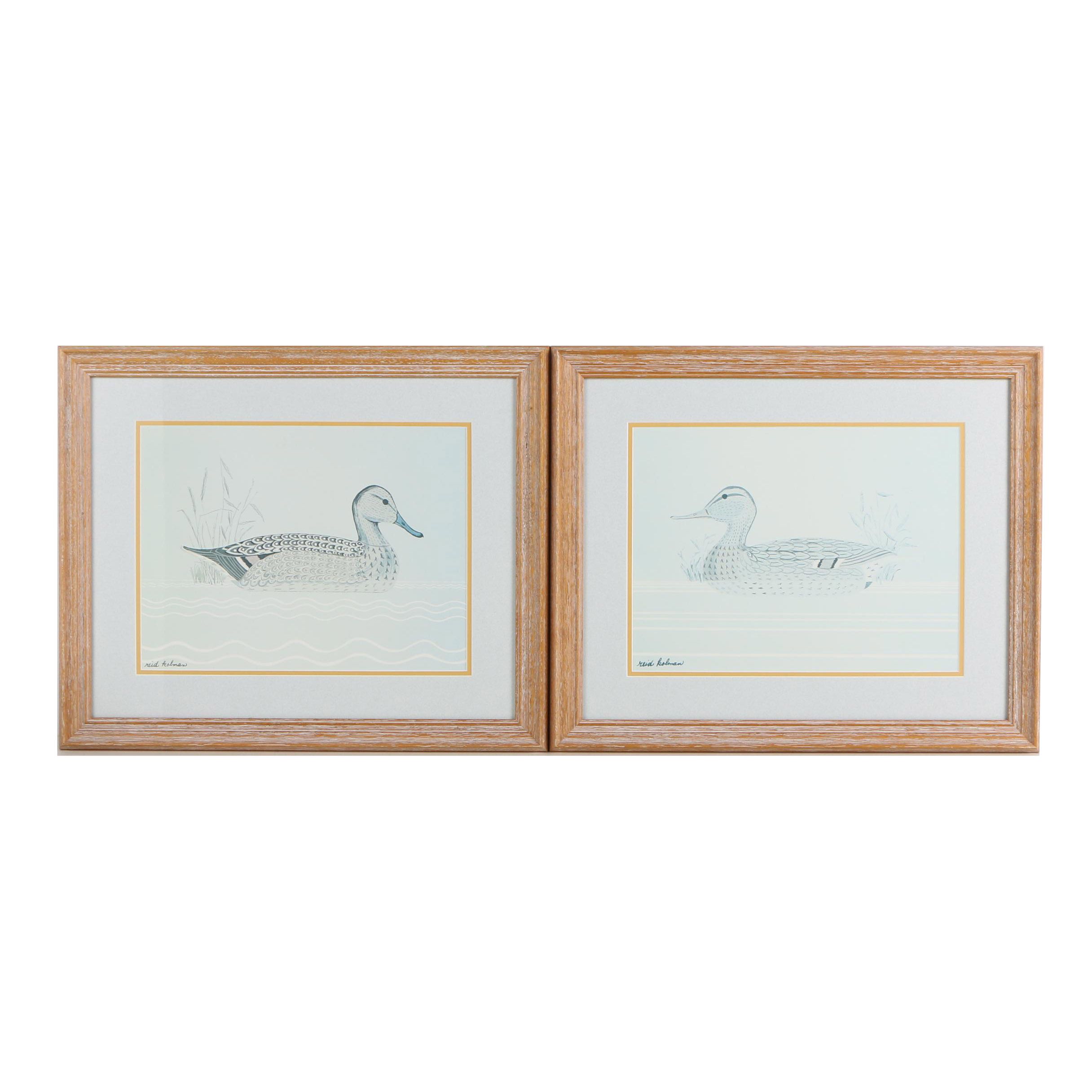 Offset Lithographs After Reid Kolman of Ducks