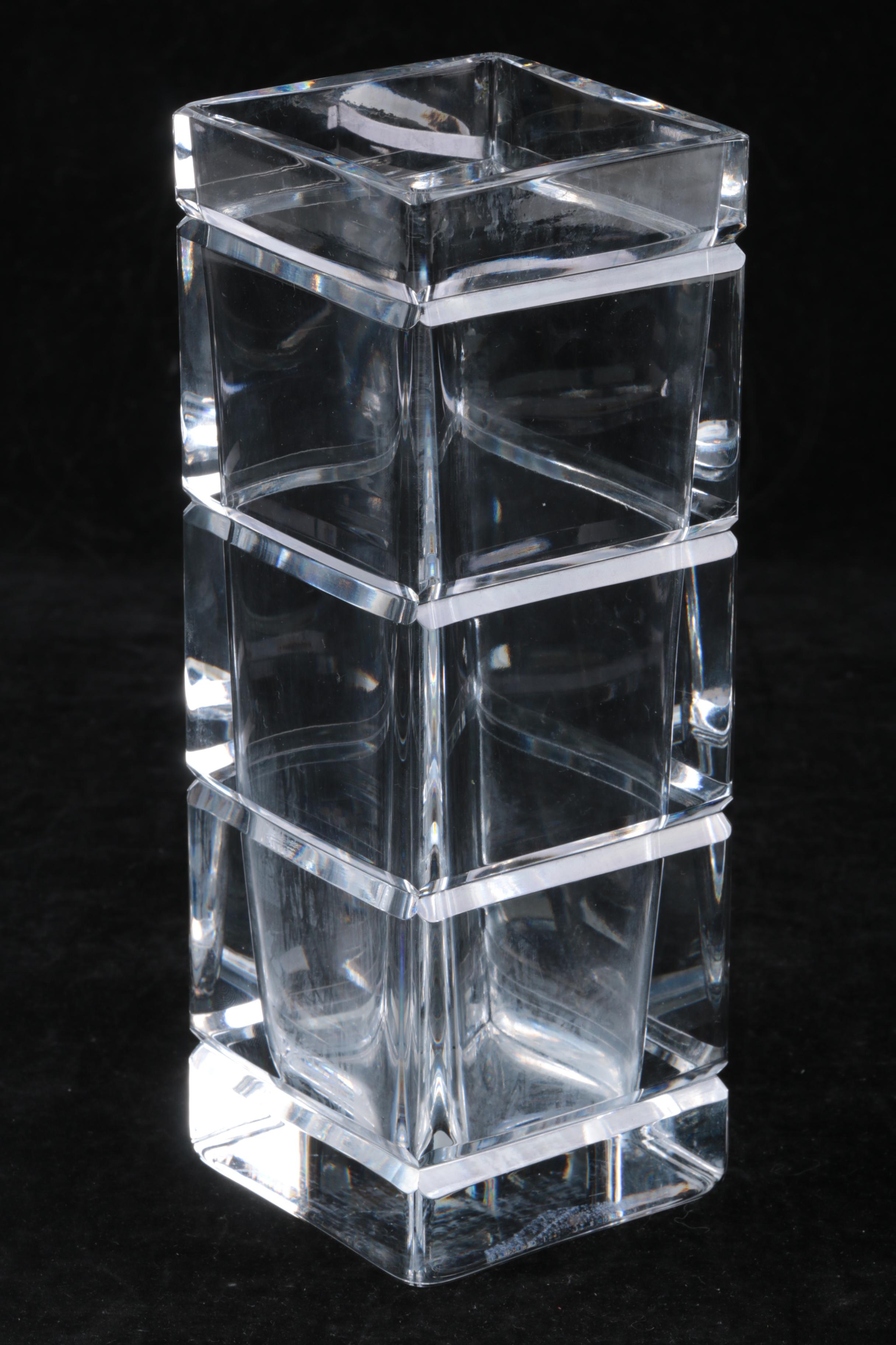 Stuart Crystal "Lyric" Compote and Kosta Boda Cubist Vase