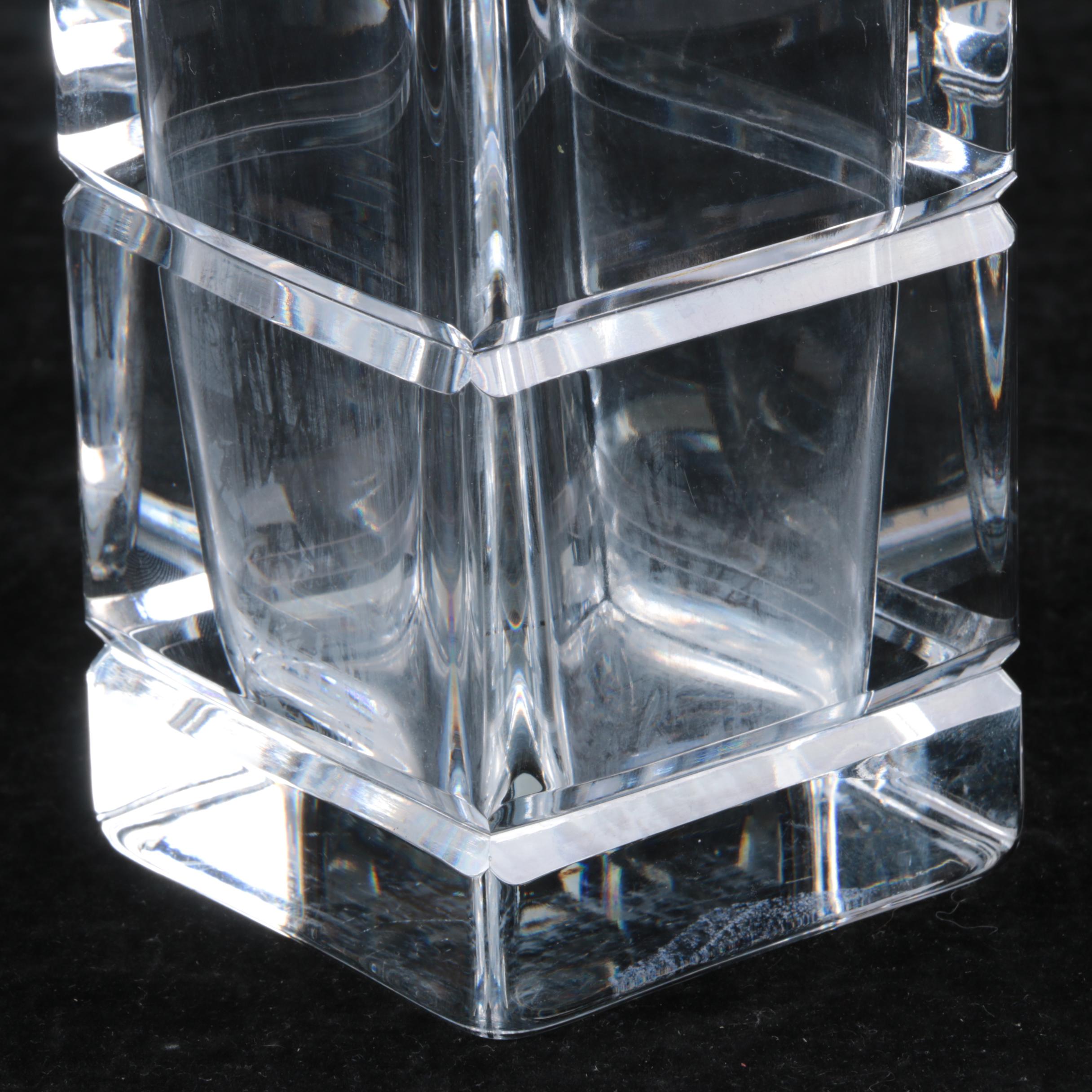 Stuart Crystal "Lyric" Compote and Kosta Boda Cubist Vase