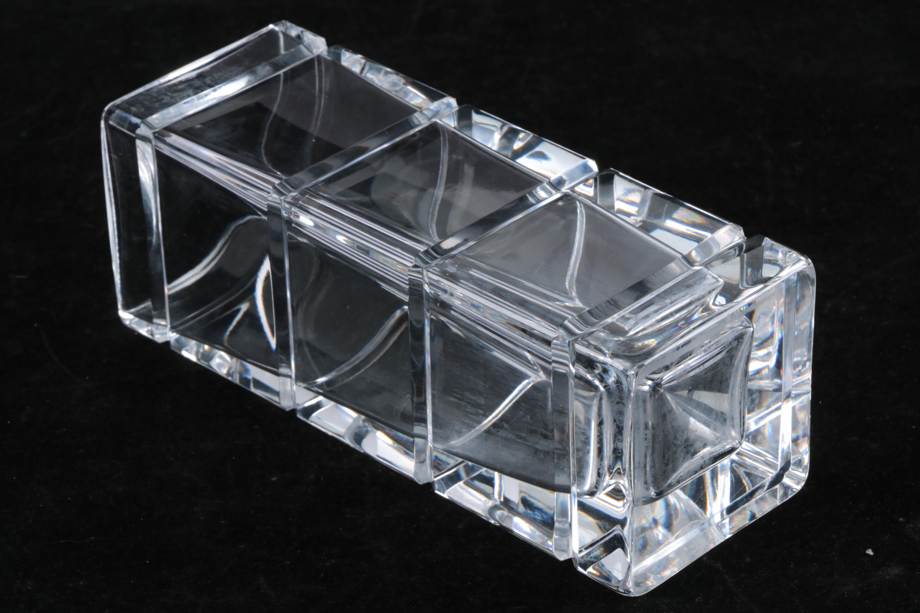 Stuart Crystal "Lyric" Compote and Kosta Boda Cubist Vase