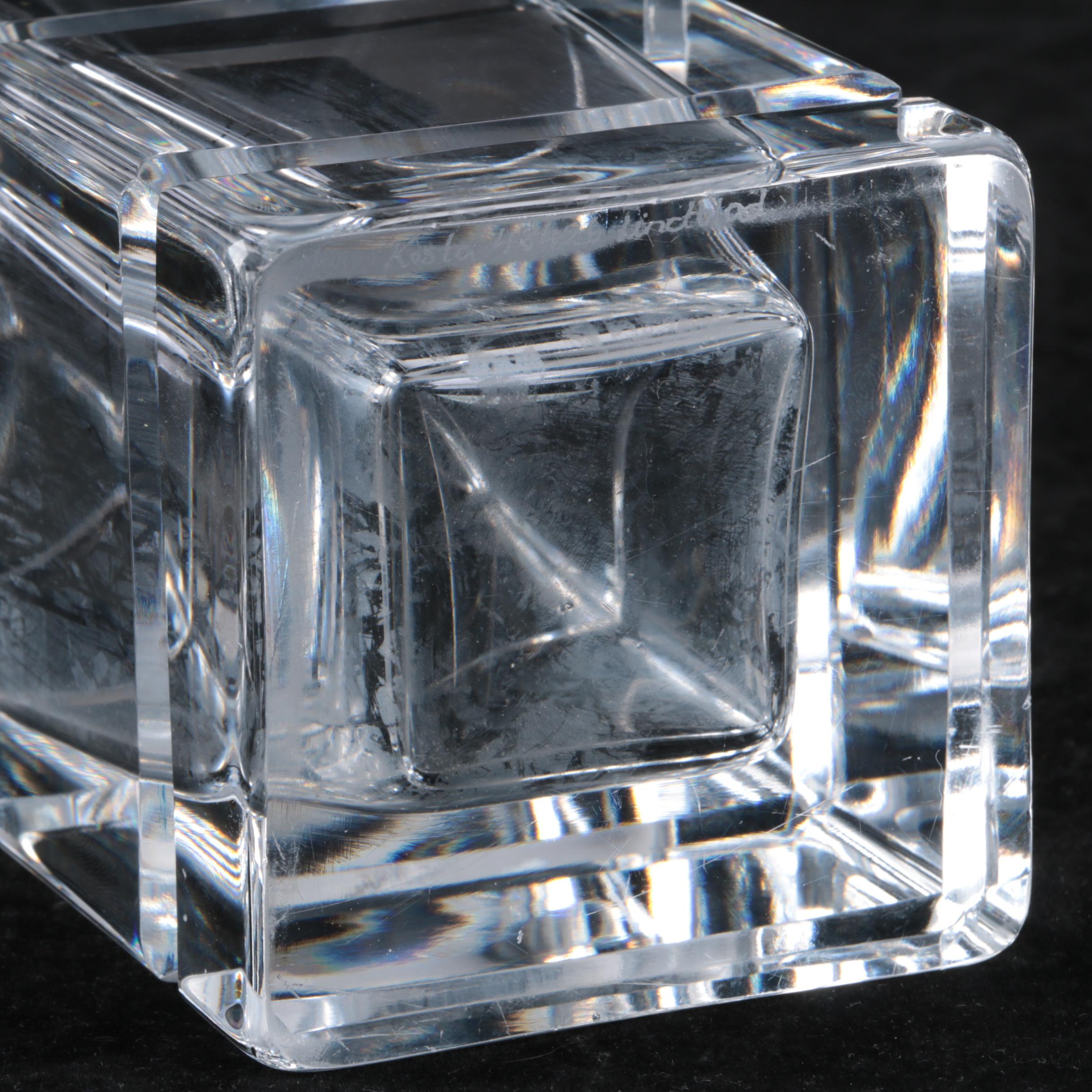 Stuart Crystal "Lyric" Compote and Kosta Boda Cubist Vase