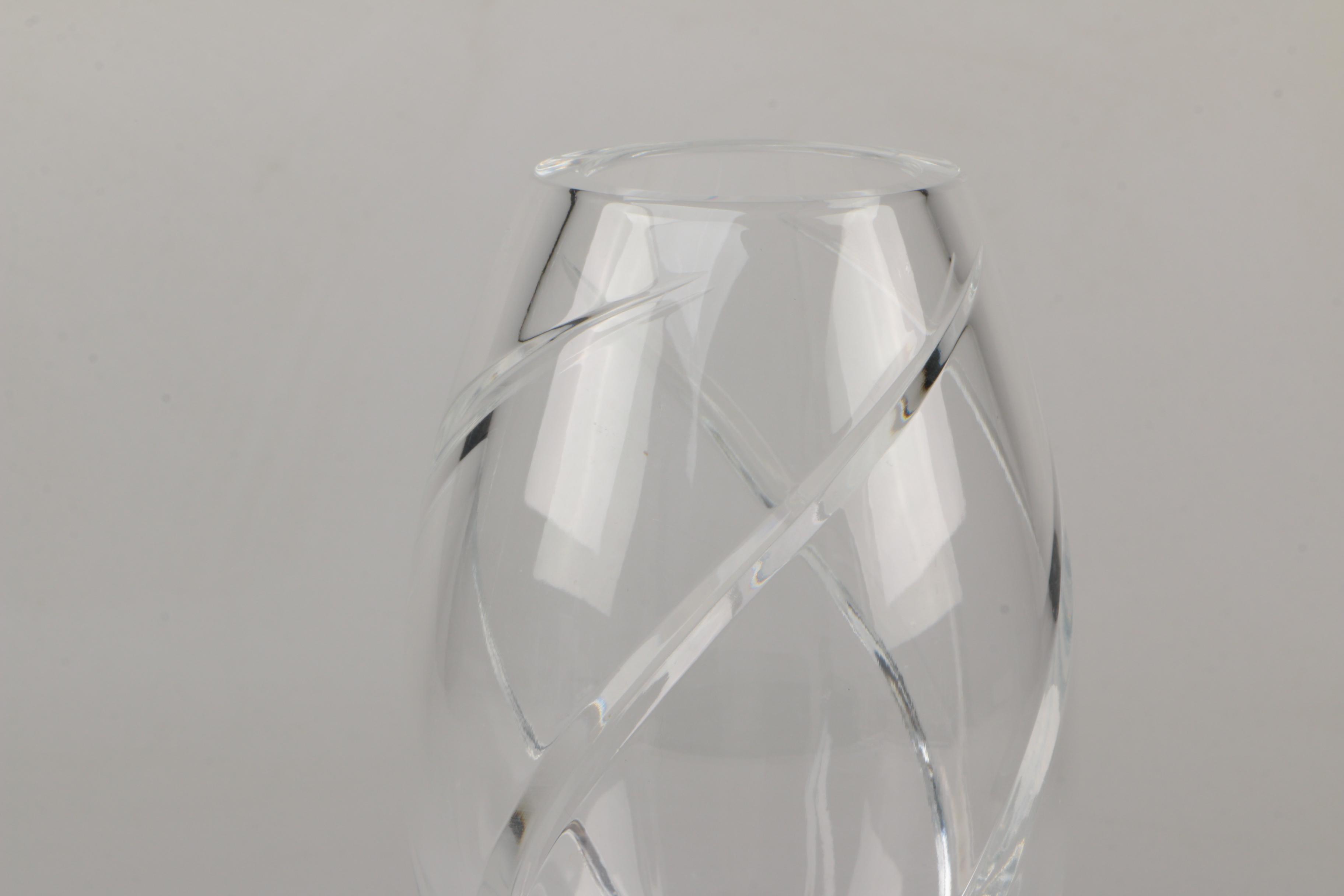Tiffany & Co. Crystal "Swirl Optic" Vase and Gift Box Trinket Box