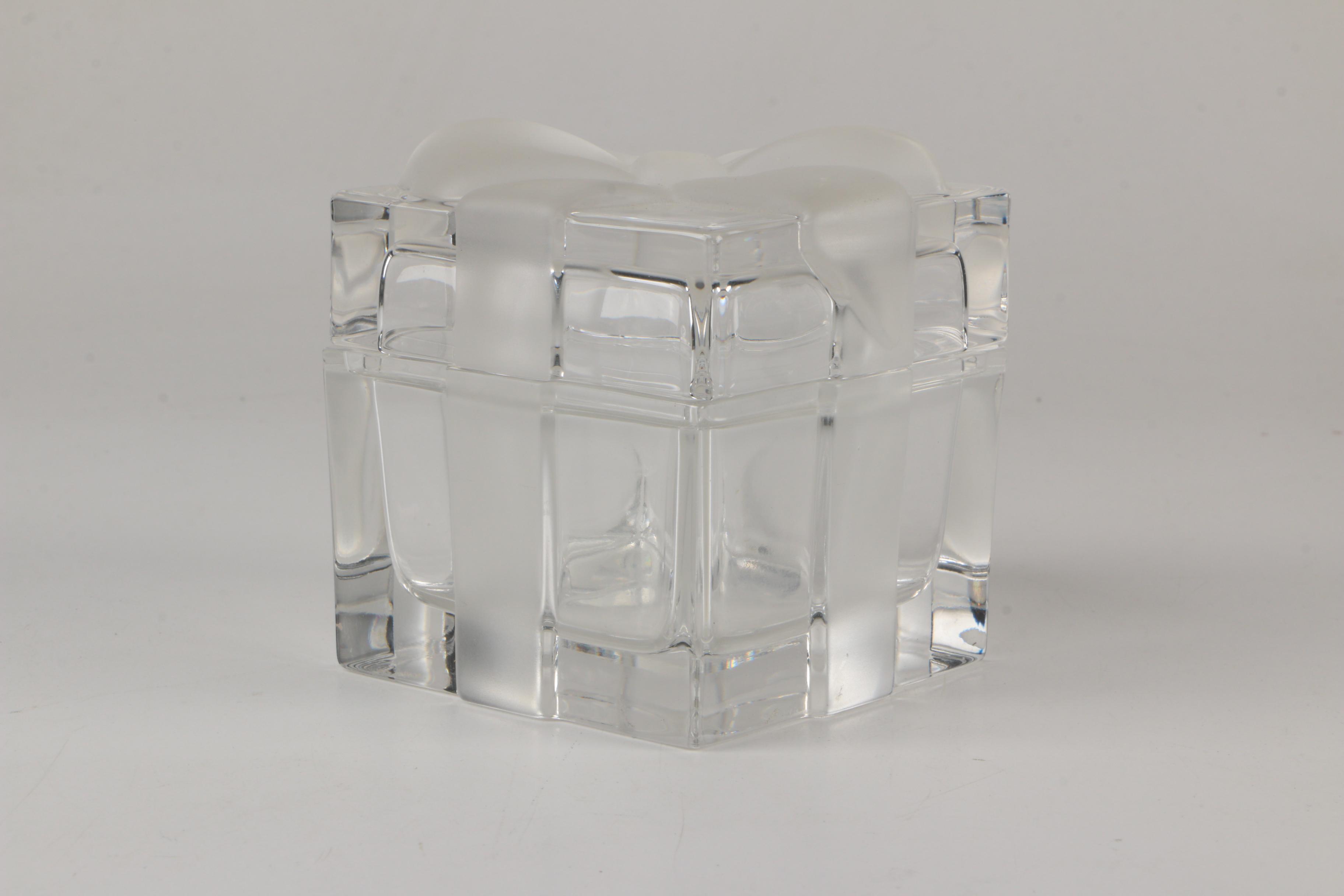 Tiffany & Co. Crystal "Swirl Optic" Vase and Gift Box Trinket Box