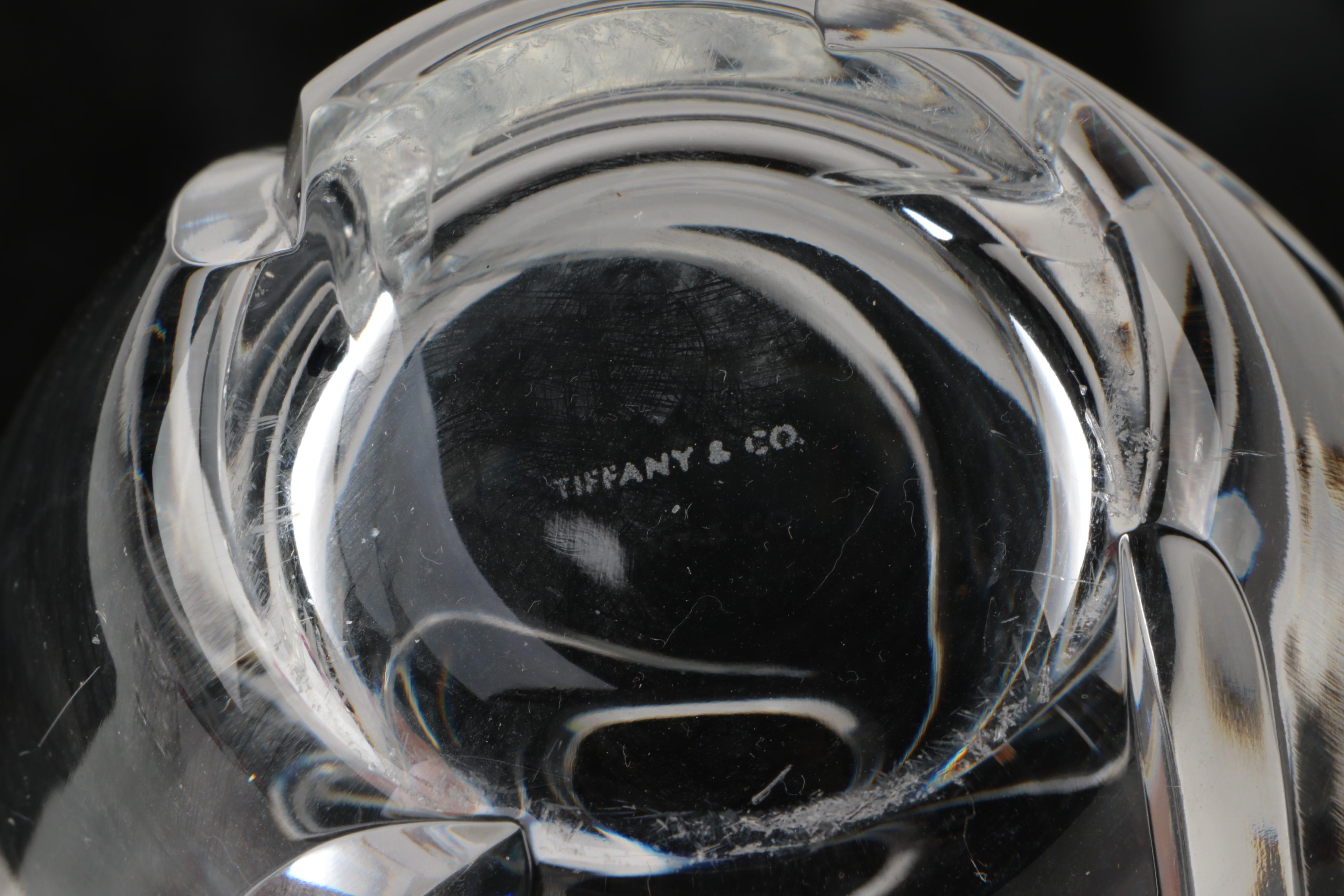 Tiffany & Co. Crystal "Swirl Optic" Vase and Gift Box Trinket Box